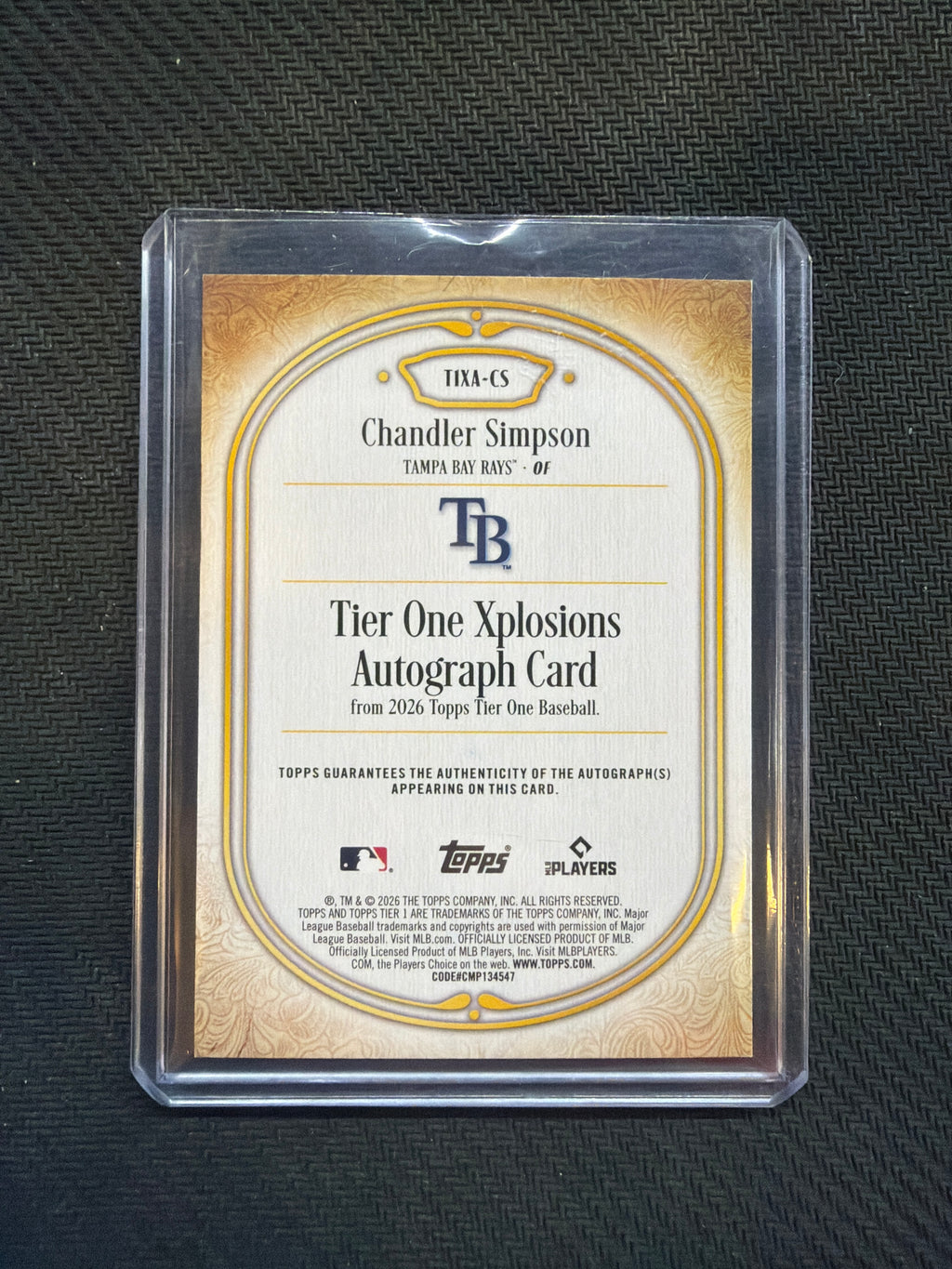 2026 Topps Tier One Chandler Simpson Xplosions Auto /10 Rays