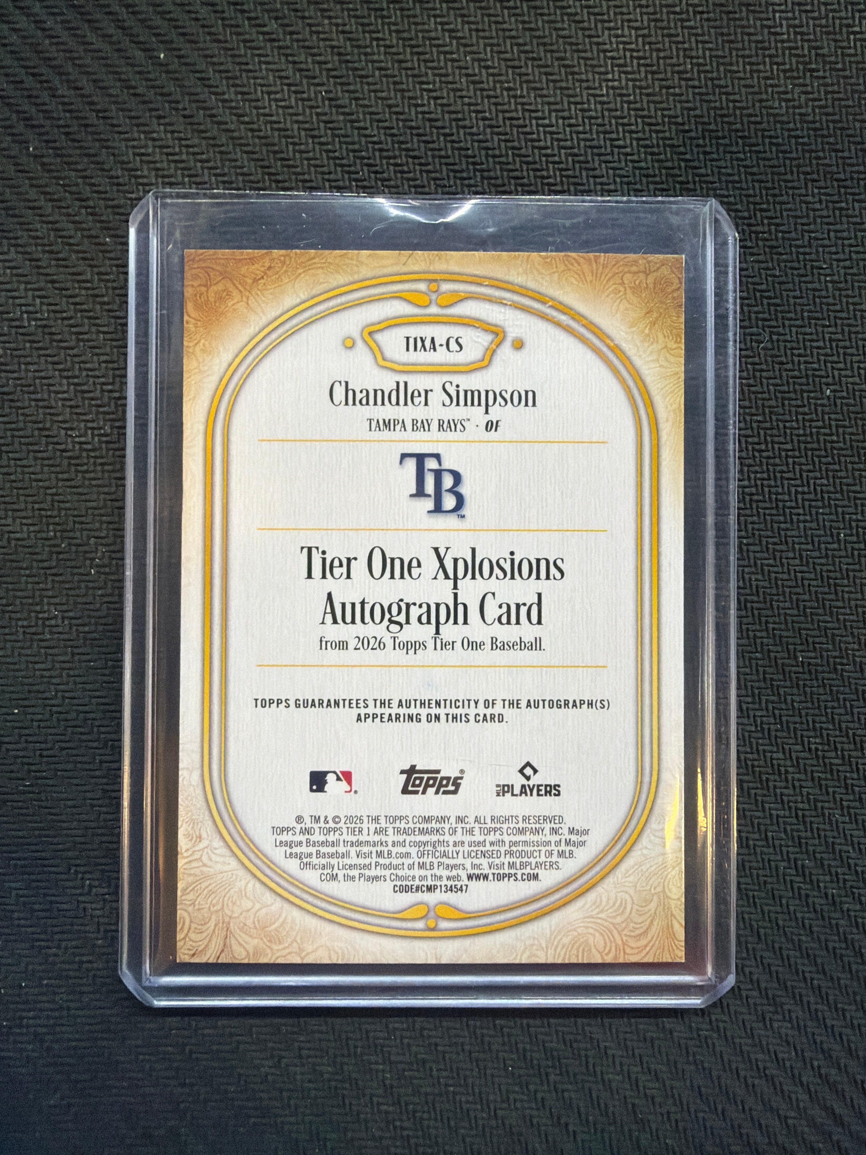 2026 Topps Tier One Chandler Simpson Xplosions Auto /10 Rays