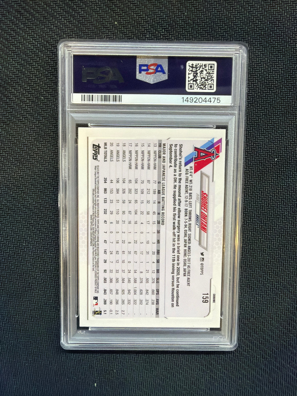 2021 Topps Chrome Shohei Ohtani #159 PSA 9 Angels