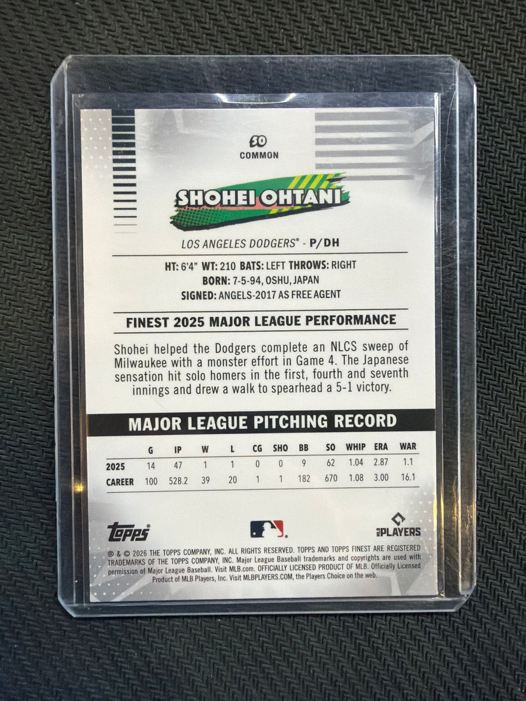 2026 Topps Finest Shohei Ohtani Common Mini Diamond Dodgers