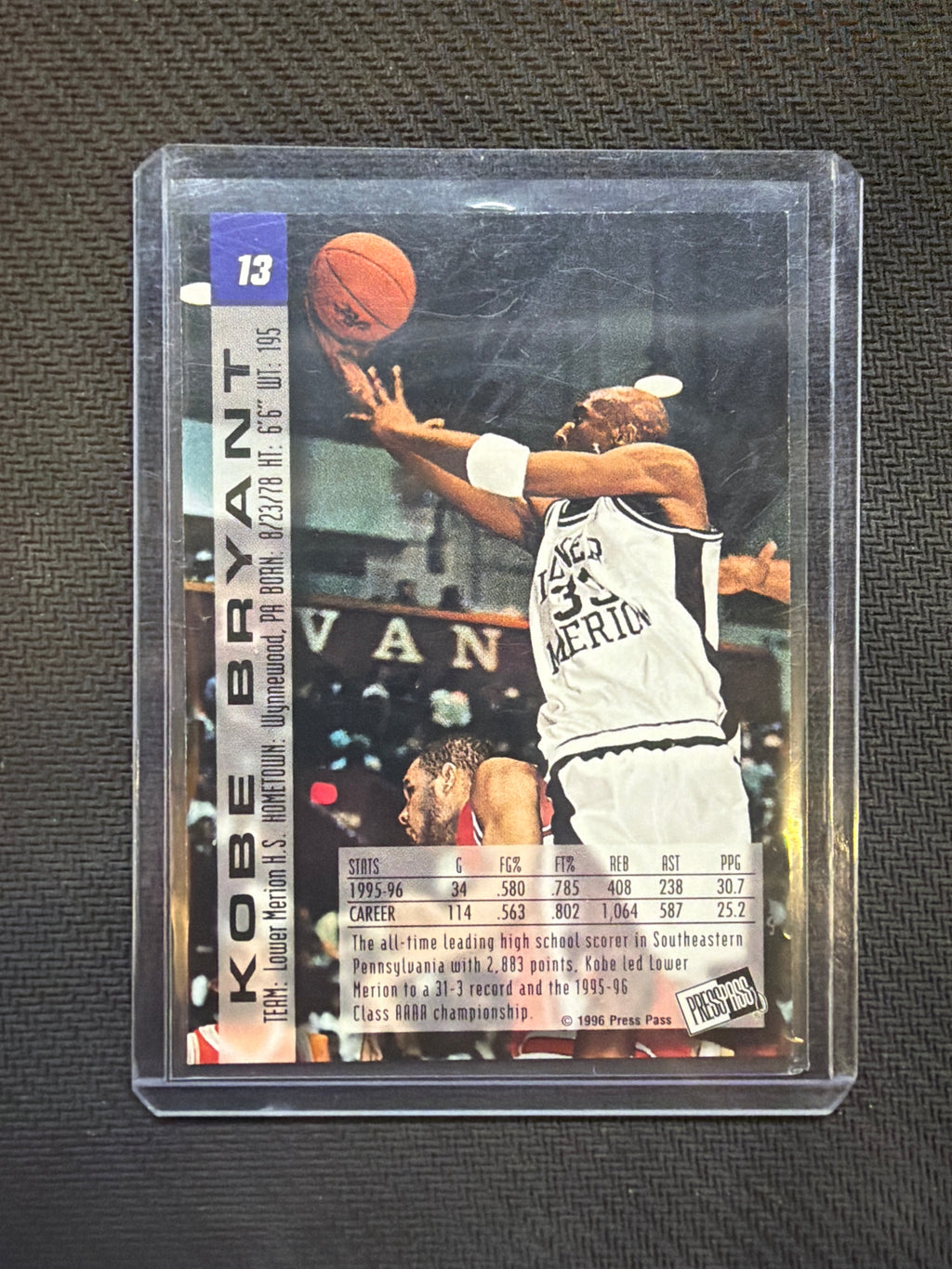 1996 Press Pass Kobe Bryant Rookie Gold Lakers