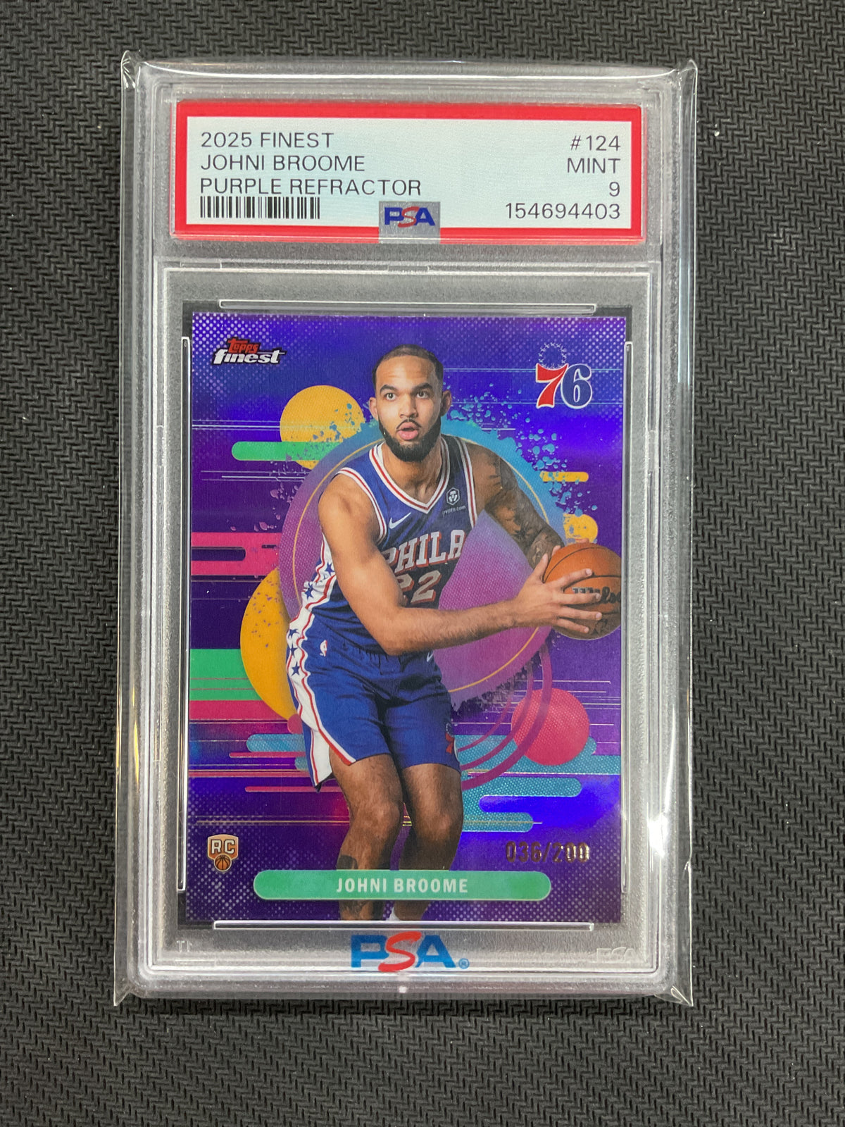 2025 Topps Finest Johni Broome Rookie Purple Refractor /200 PSA 9 403