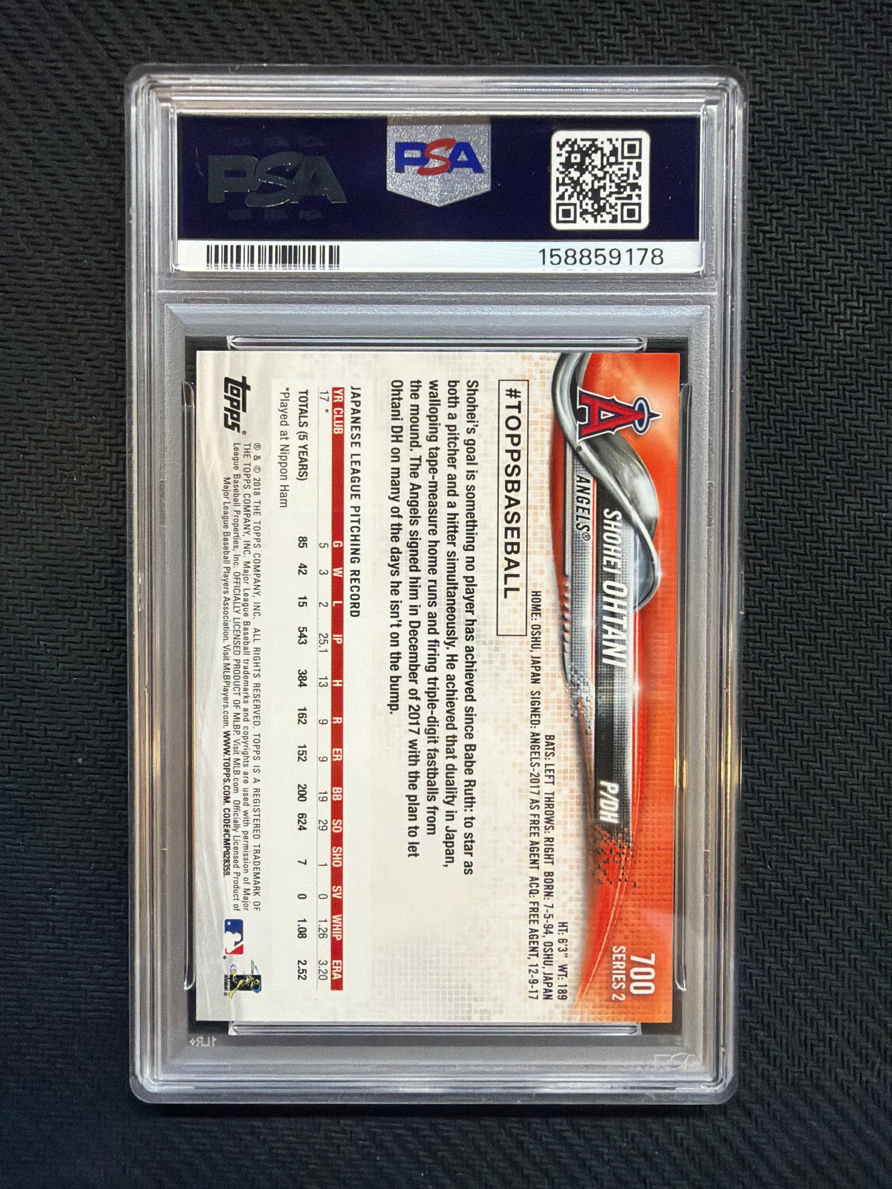 2018 Topps Shohei Ohtani Pitching PSA 9