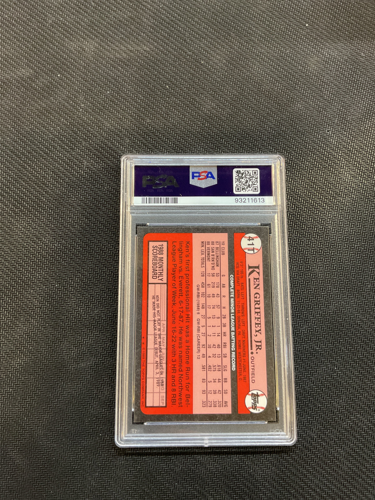 1989 Topps Traded Ken Griffey Jr. Tiffany Rookie PSA 10 Mariners
