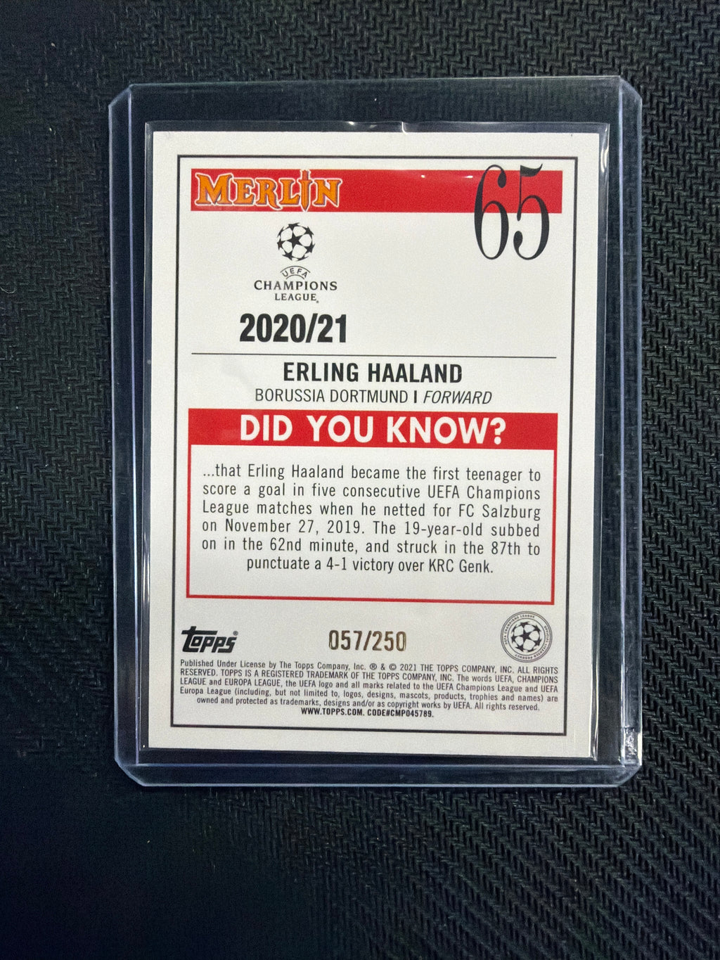 2020/21 Topps Merlin Erling Haaland /250 Dortmund