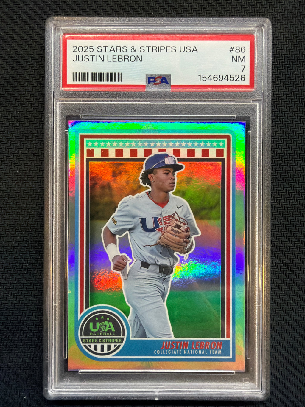 2025 Panini Stars & Stripes Justin LeBron Rookie PSA 7 526