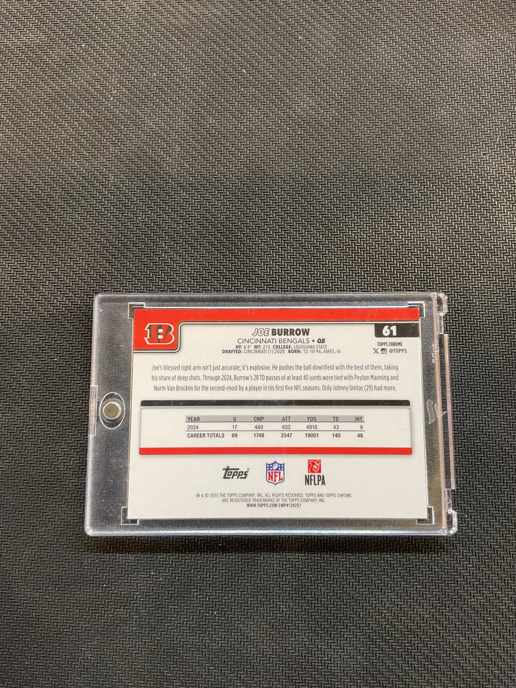 2025 Topps Chrome NFL Joe Burrow Black Geometric Refractor /10 Bengals
