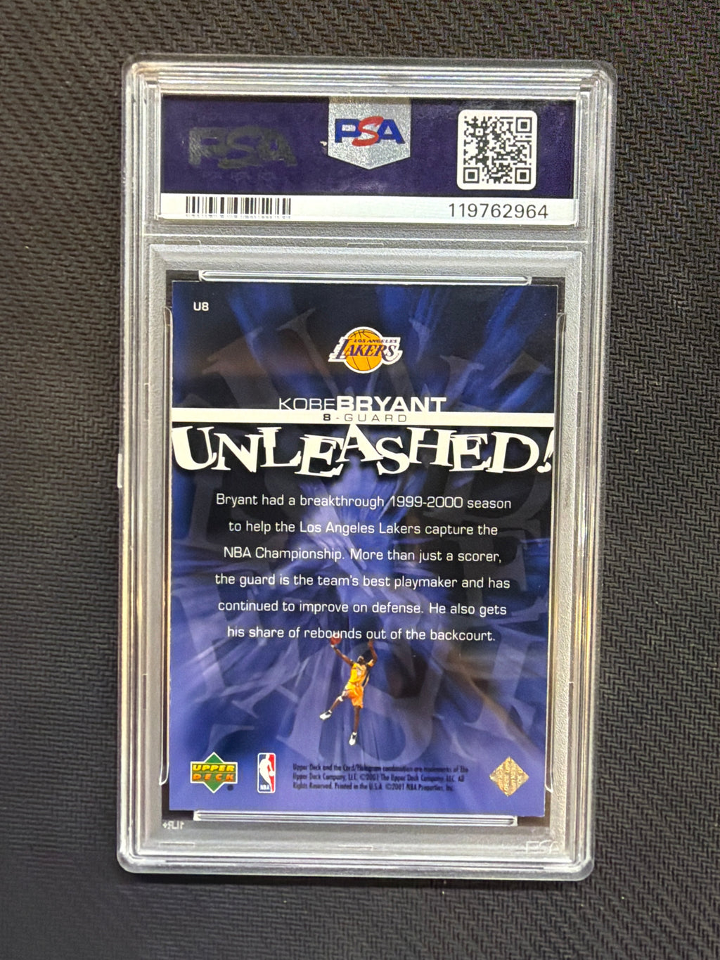 2000 Upper Deck Unleashed Kobe Bryant PSA 8 Lakers