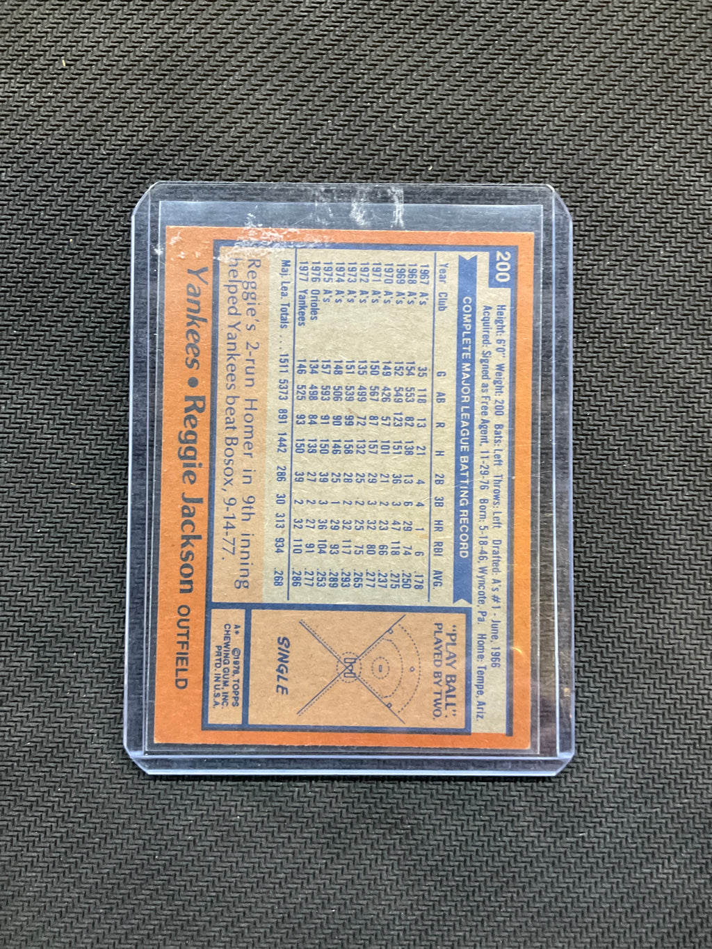 1978 Topps Reggie Jackson #200 Yankees