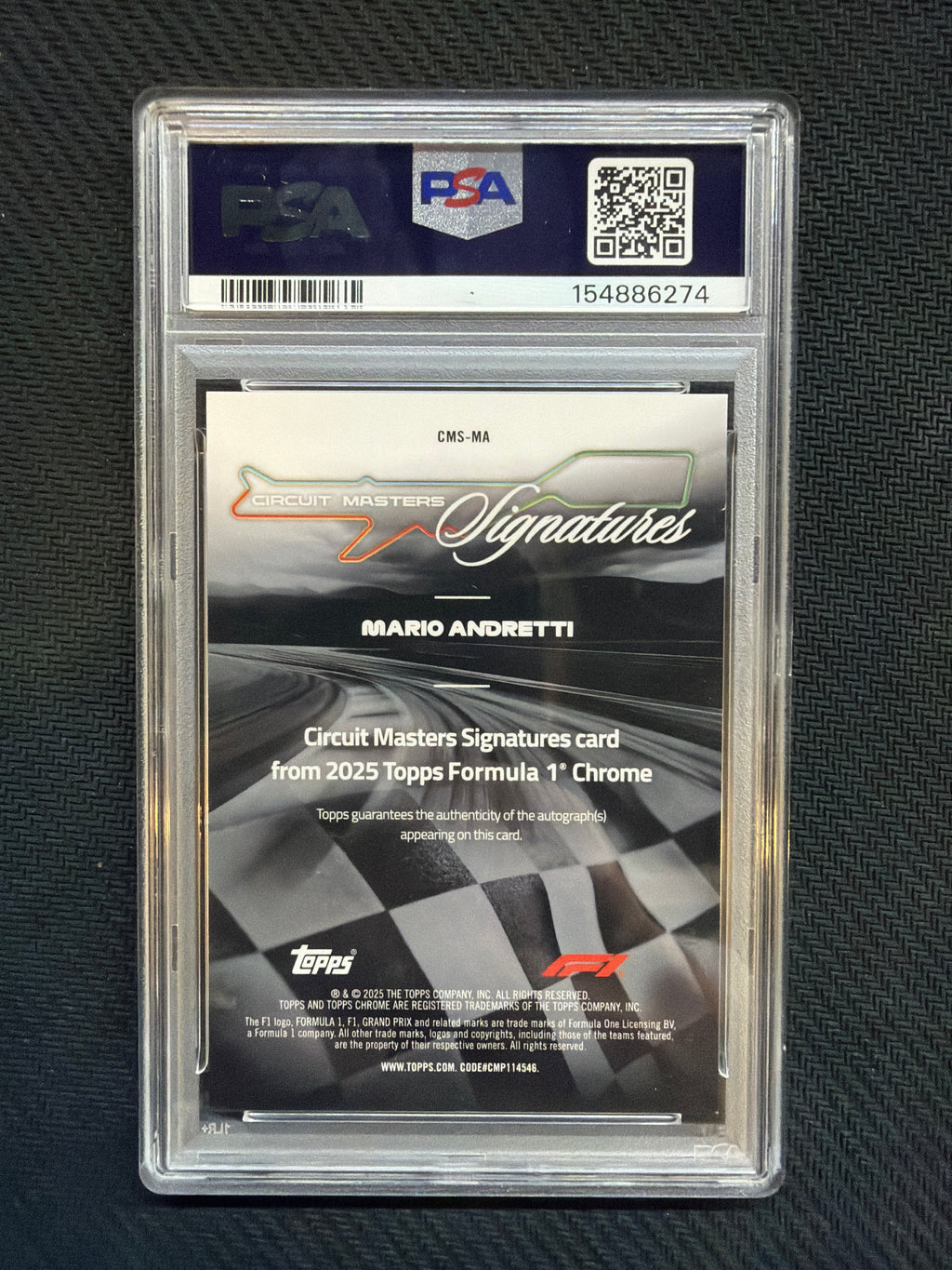 2025 Topps Chrome F1 Mario Andretti Circuit Masters Signatures PSA 9