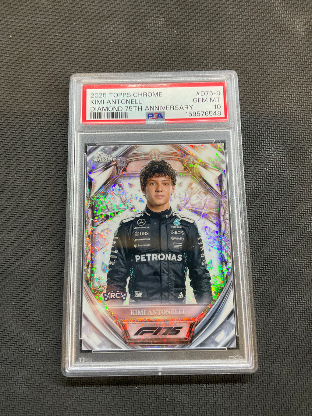 2025 Topps Chrome F1 Kimi Antonelli Diamond 75th Rookie PSA 10 Mercedes 548
