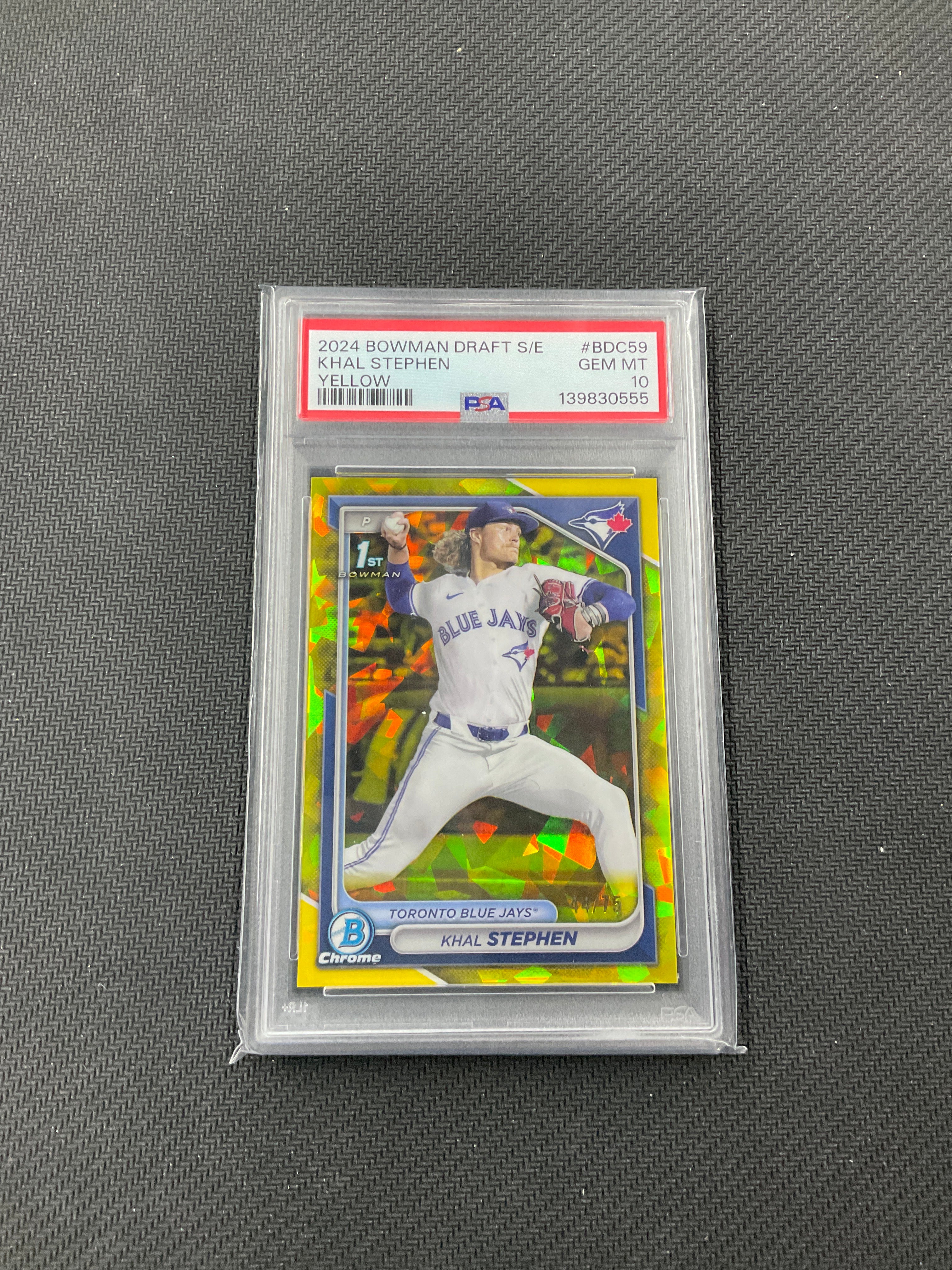 2024 Bowman Sapphire Khal Stephen Yellow /75 PSA 10