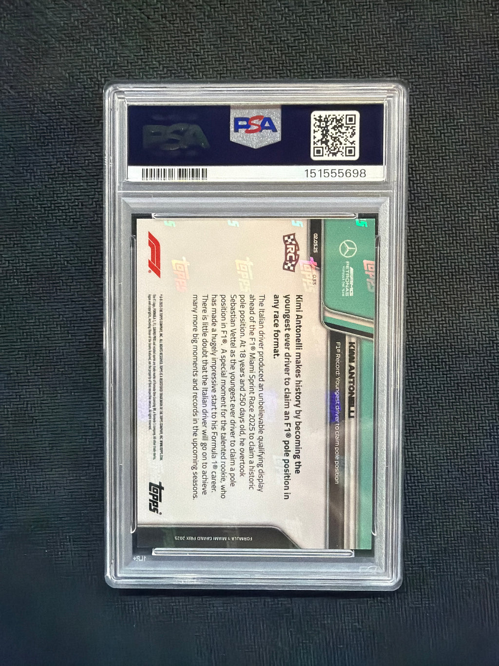 2025 Topps Now F1 Kimi Antonelli Gold Foil PSA 8.5 Pole Position