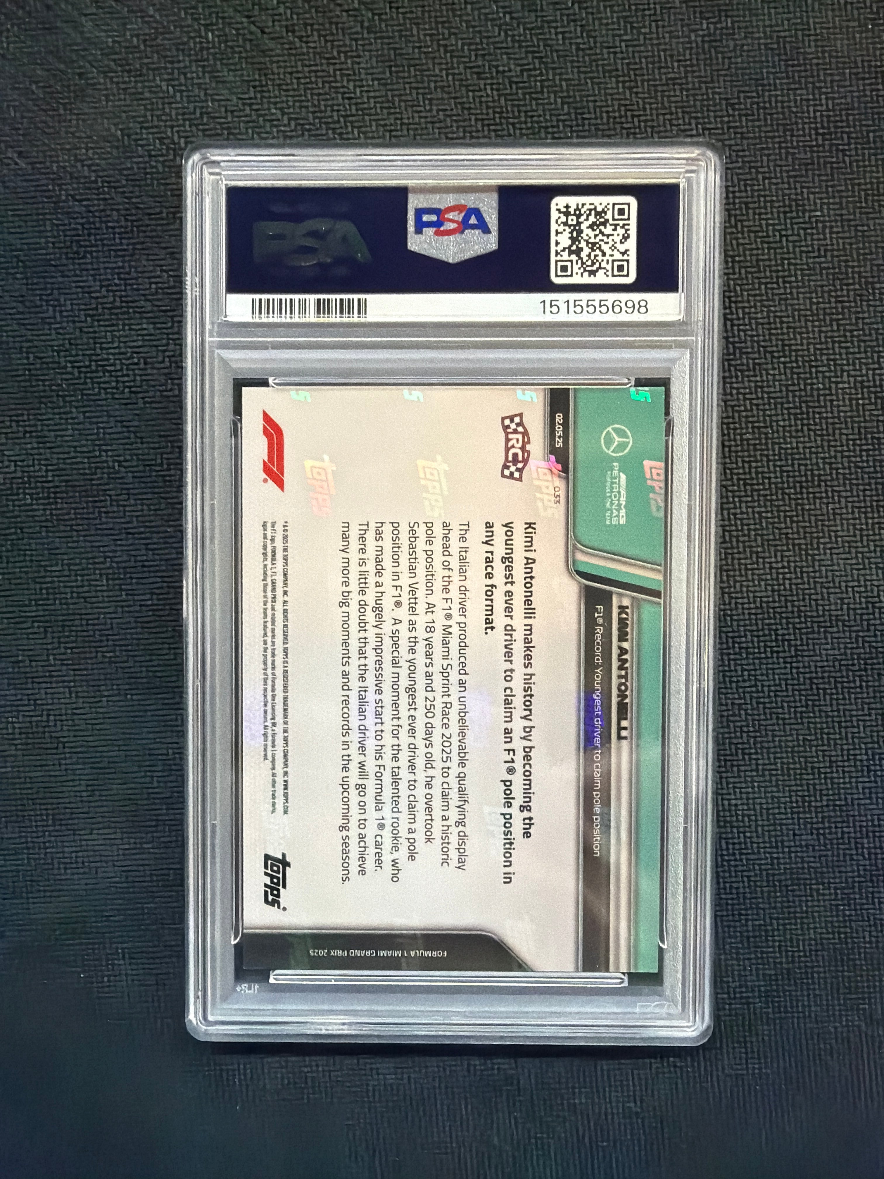 2025 Topps Now F1 Kimi Antonelli Gold Foil PSA 8.5 Pole Position