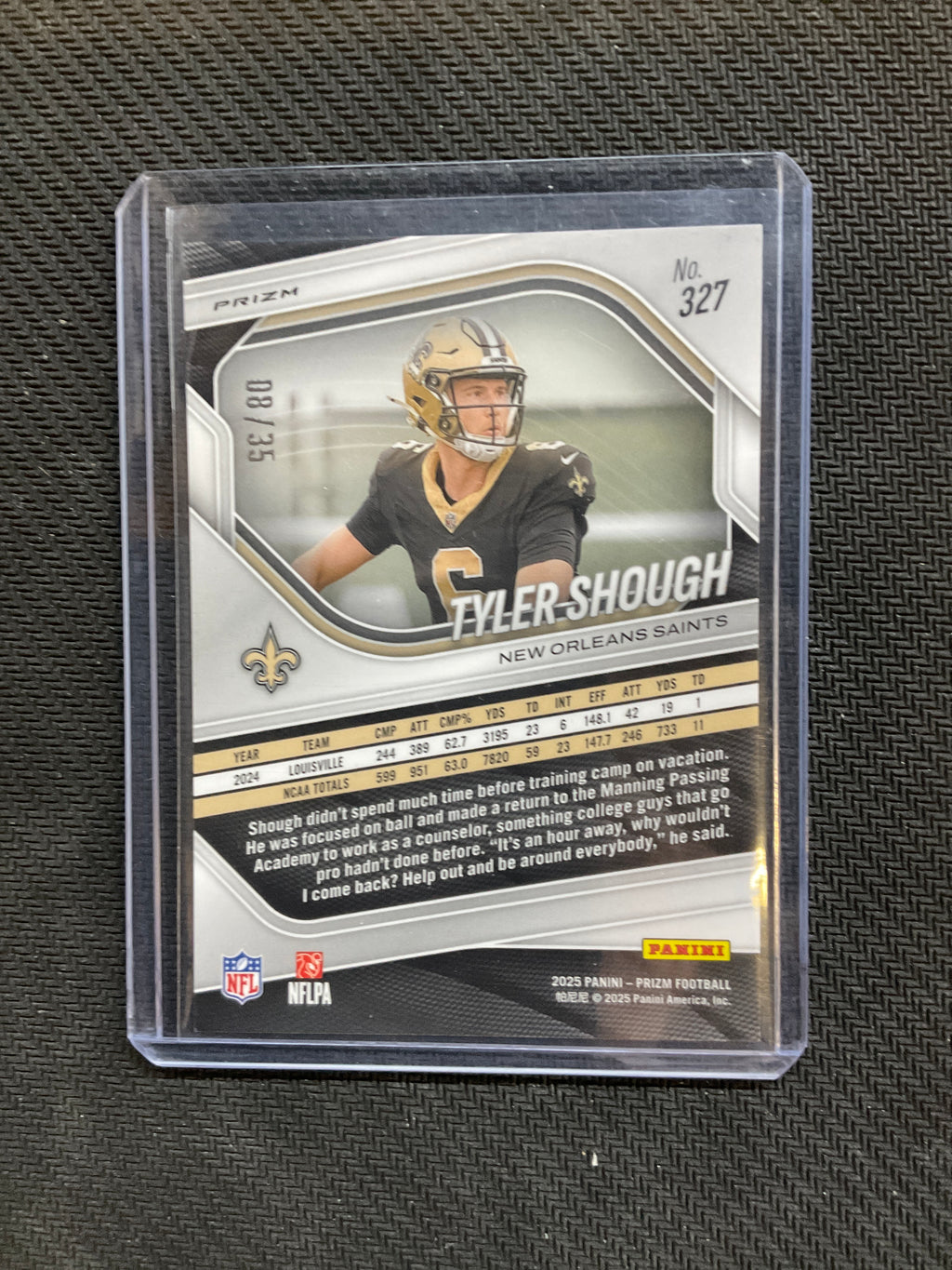 2025 Prizm Tyler Shough White /35 Rookie Saints