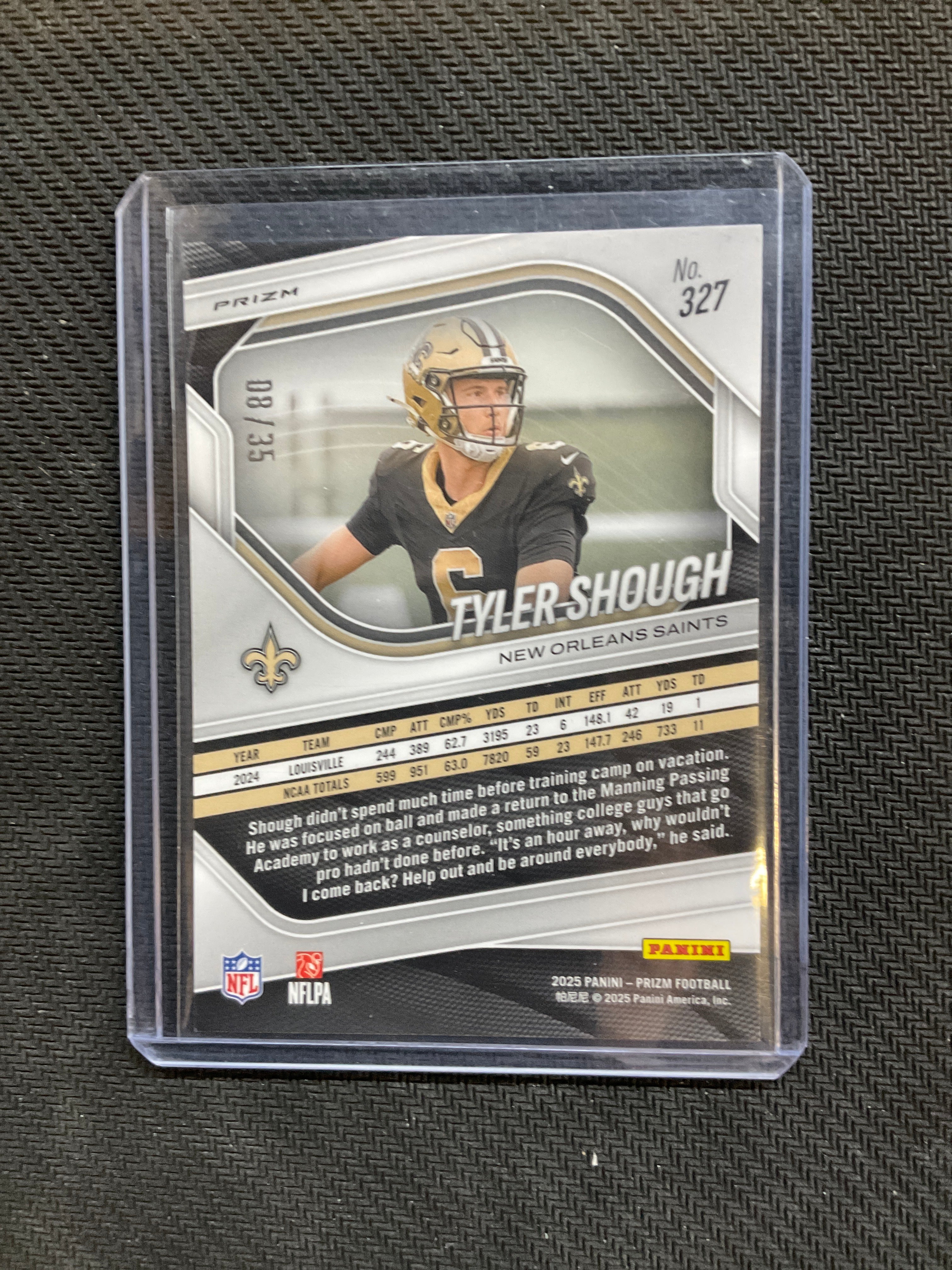 2025 Prizm Tyler Shough White /35 Rookie Saints