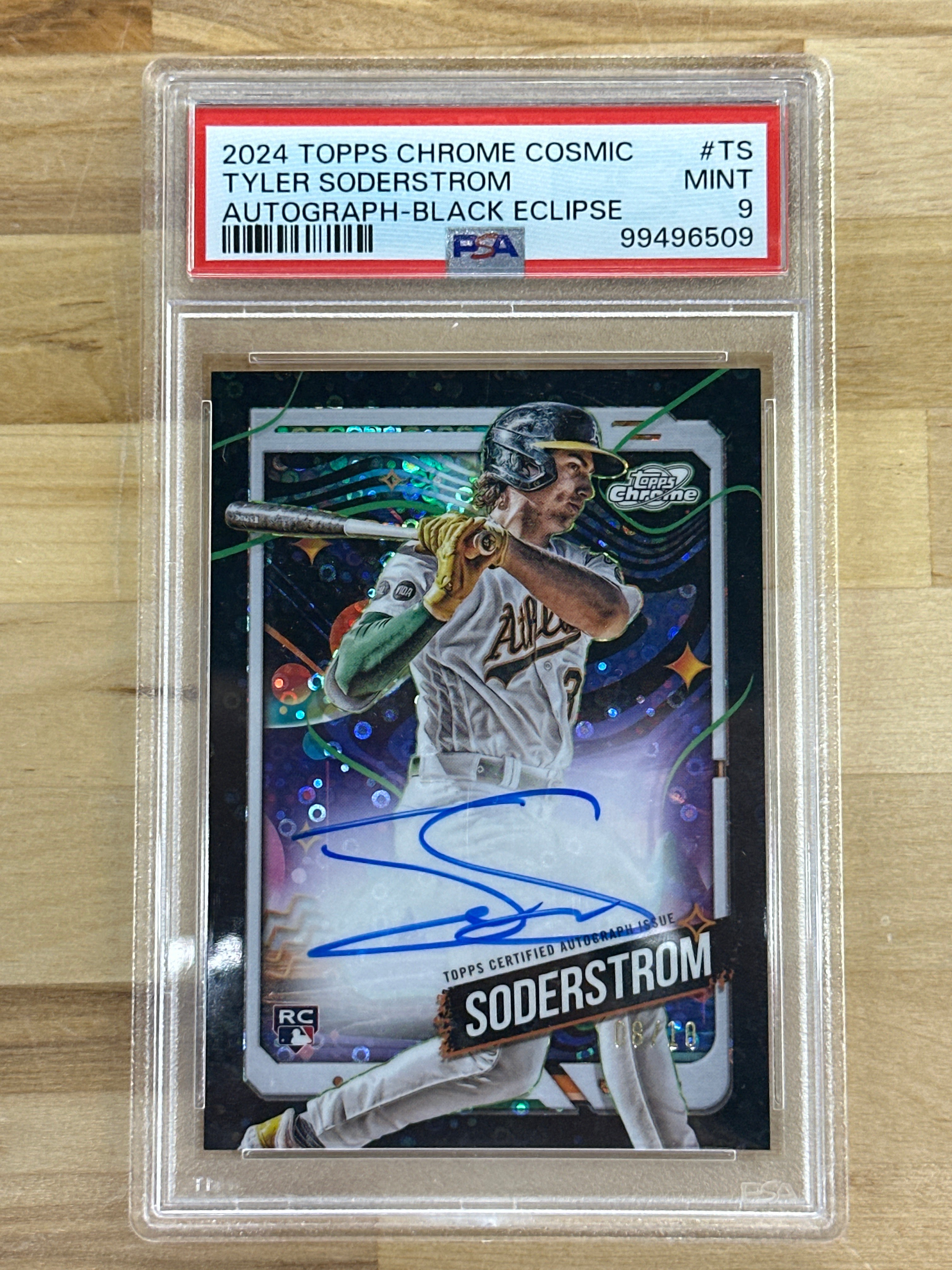 2024 Topps Chrome Cosmic Tyler Soderstrom Auto Black /10 PSA 9
