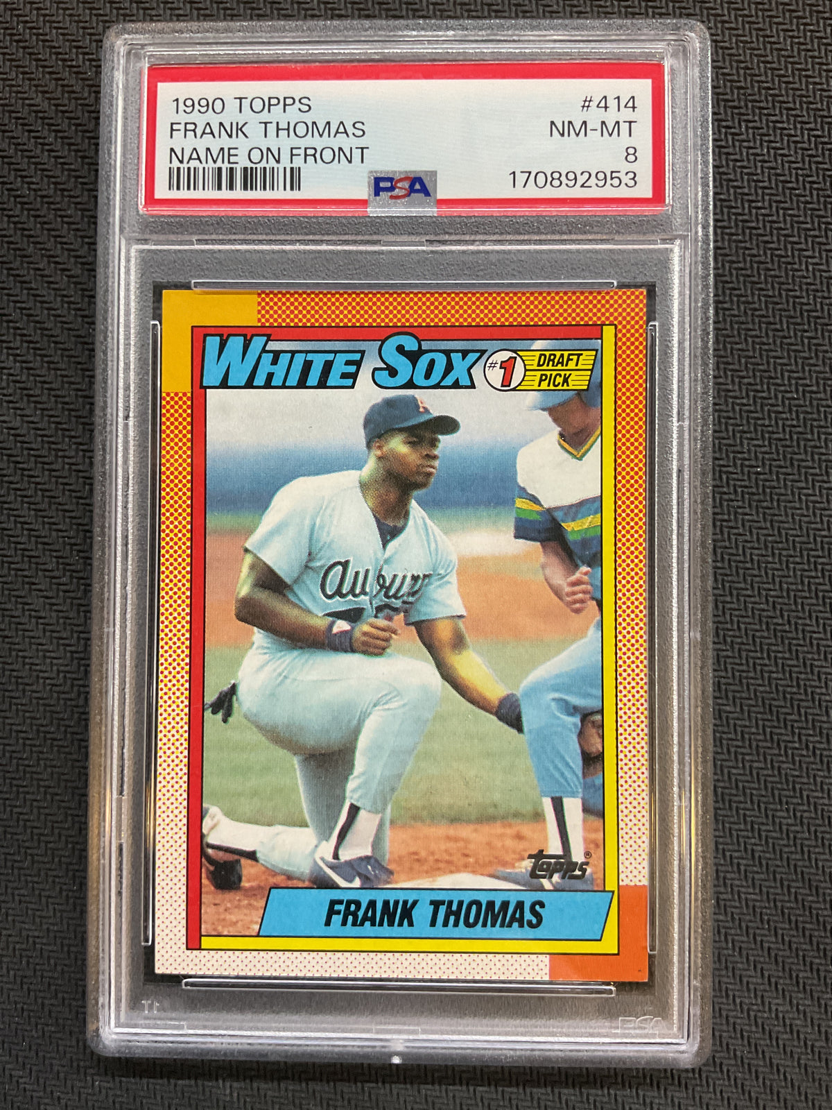 1990 Topps #414 Frank Thomas Name on Front PSA 8