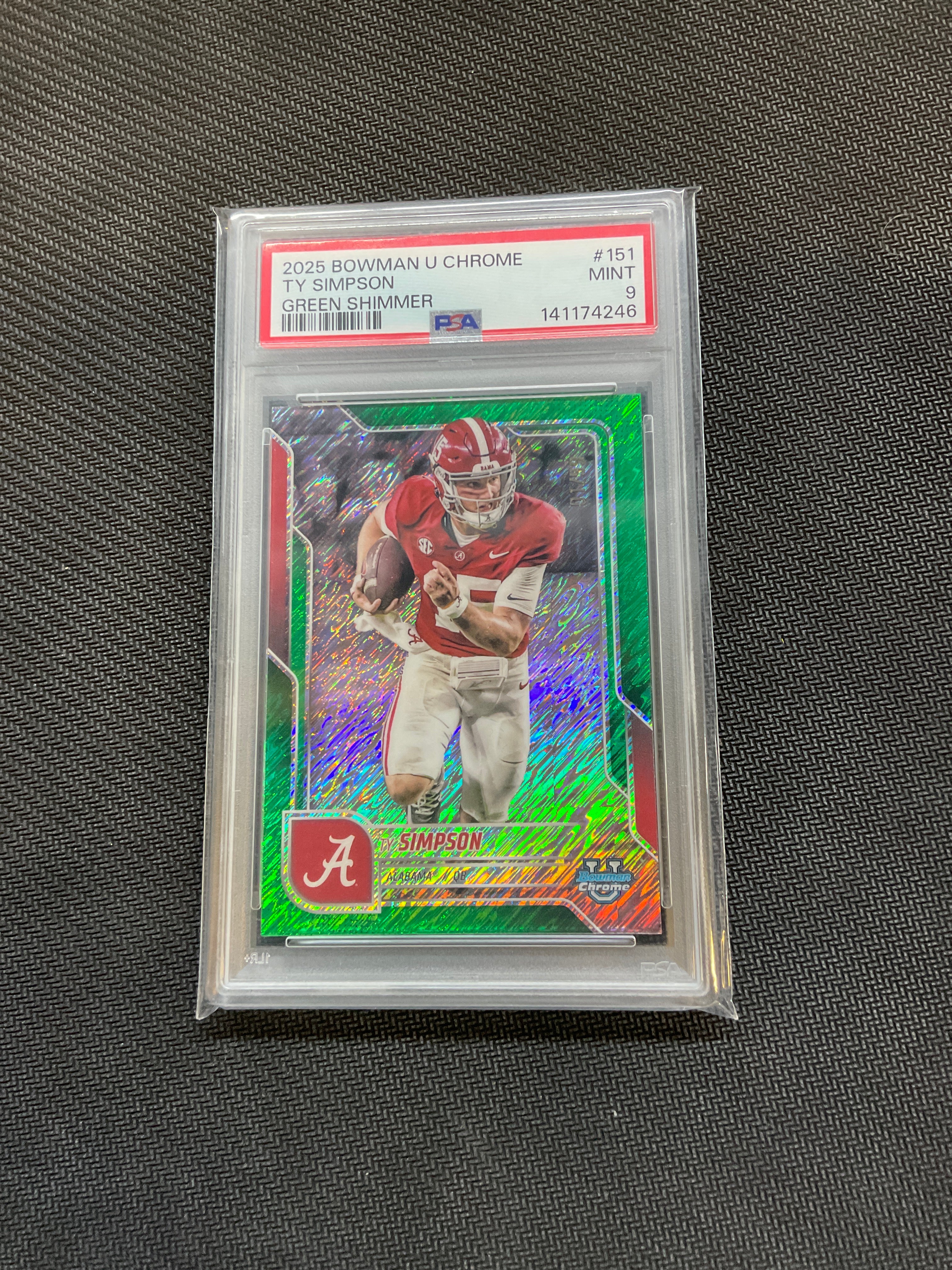 2025 Bowman U Chrome Ty Simpson Green Shimmer /99 PSA 9 Alabama