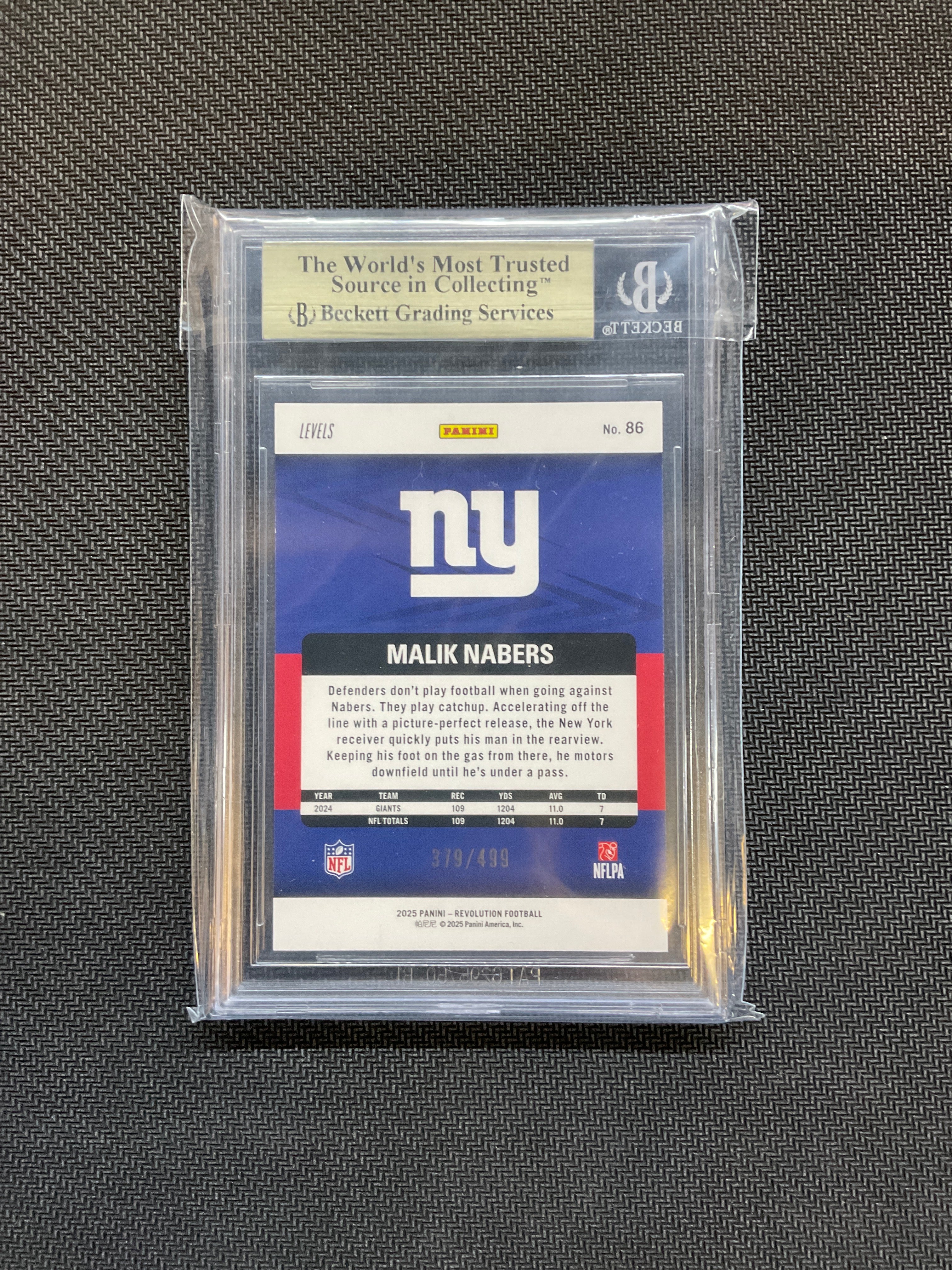 2025 Panini Revolution Malik Nabers Teal Levels /499 BGS 9.5 Giants