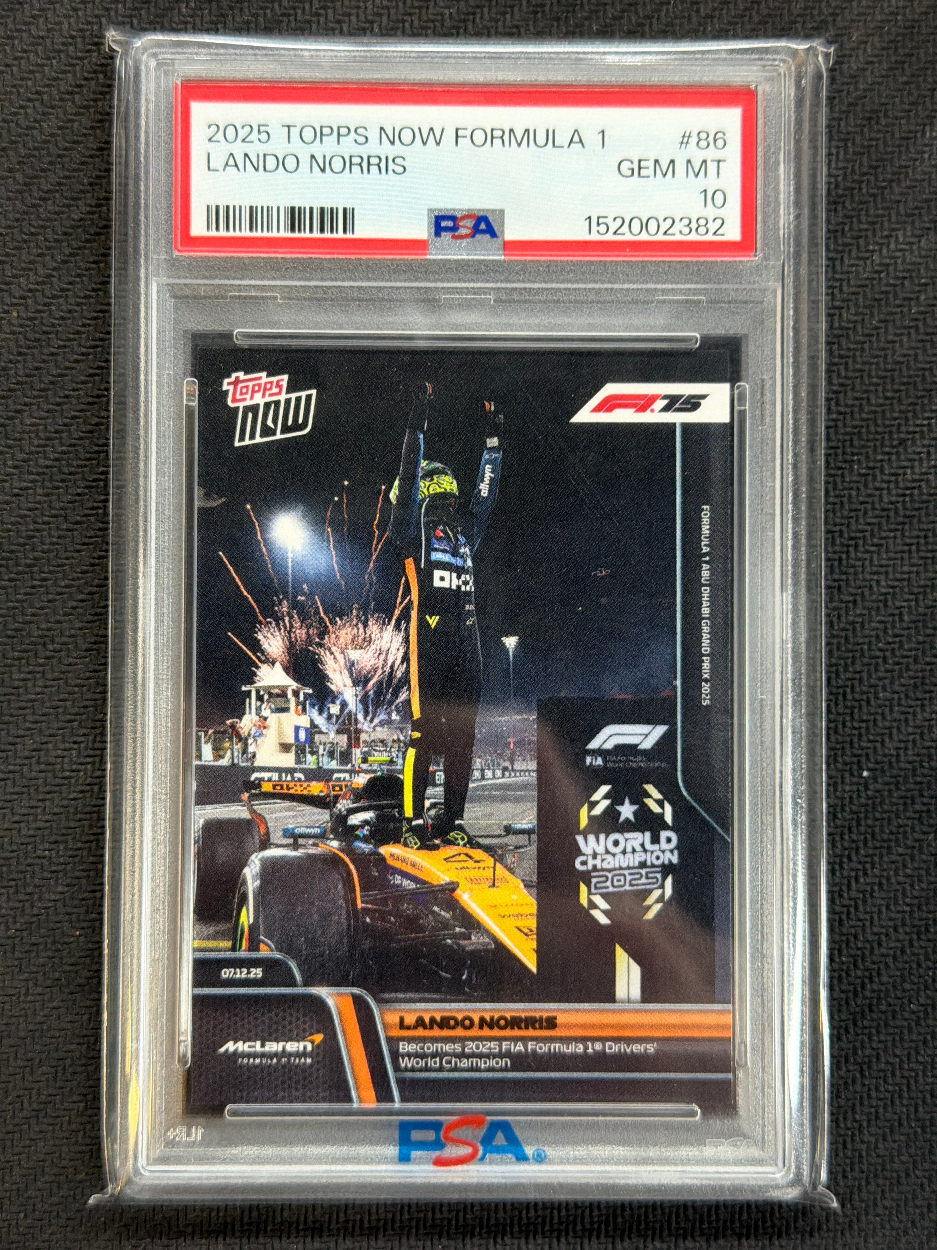 2025 Topps Now F1 Formula 1 Lando Norris World Champion PSA 10 382