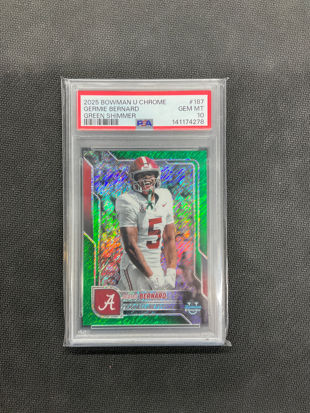 2025 Bowman U Chrome Germie Bernard Green Shimmer /99 PSA 10 Alabama