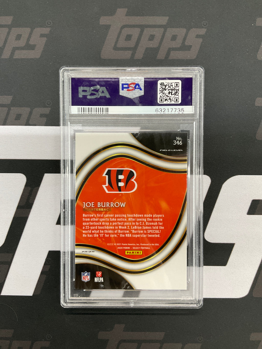 2020 Panini Select Joe Burrow Rookie Silver Field Level PSA 9