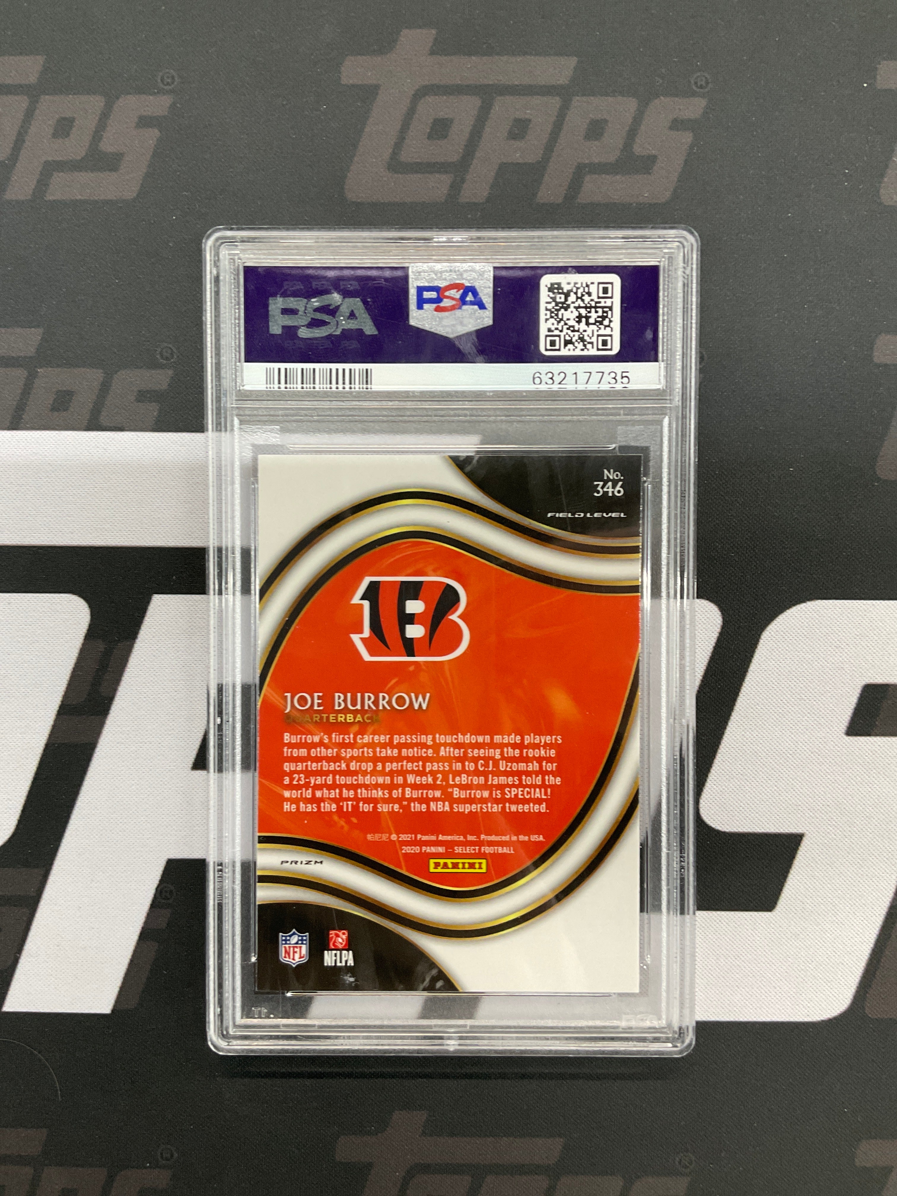 2020 Panini Select Joe Burrow Rookie Silver Field Level PSA 9