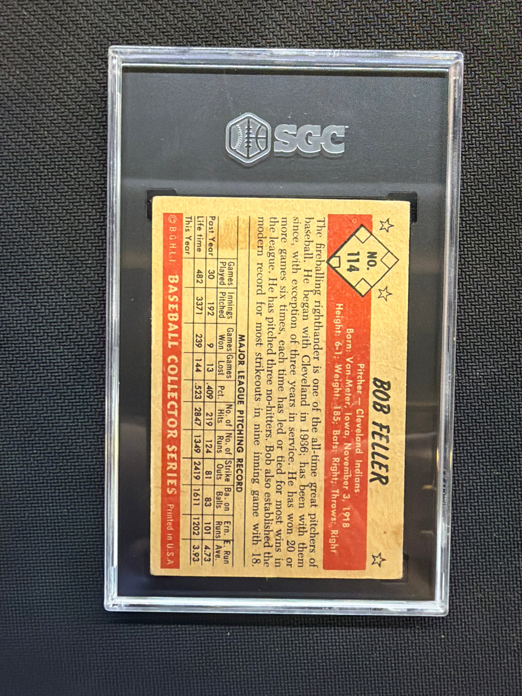 1953 Bowman Color Bob Feller SGC 2