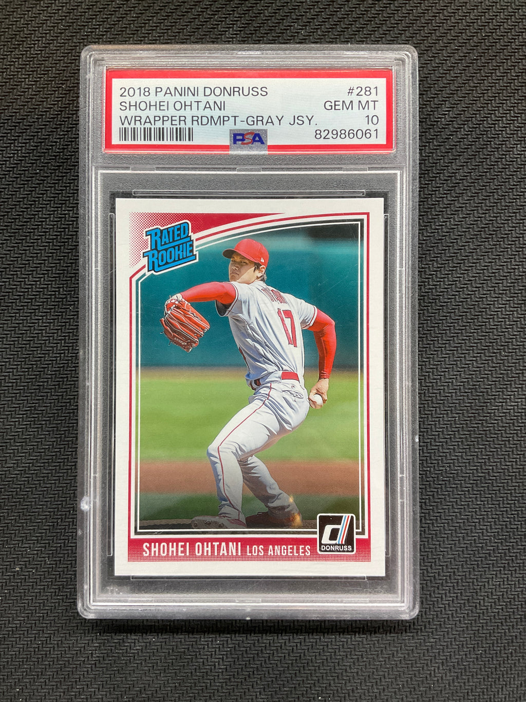 2018 Donruss Shohei Ohtani Wrapper Redemption #281 PSA 10 Rookie