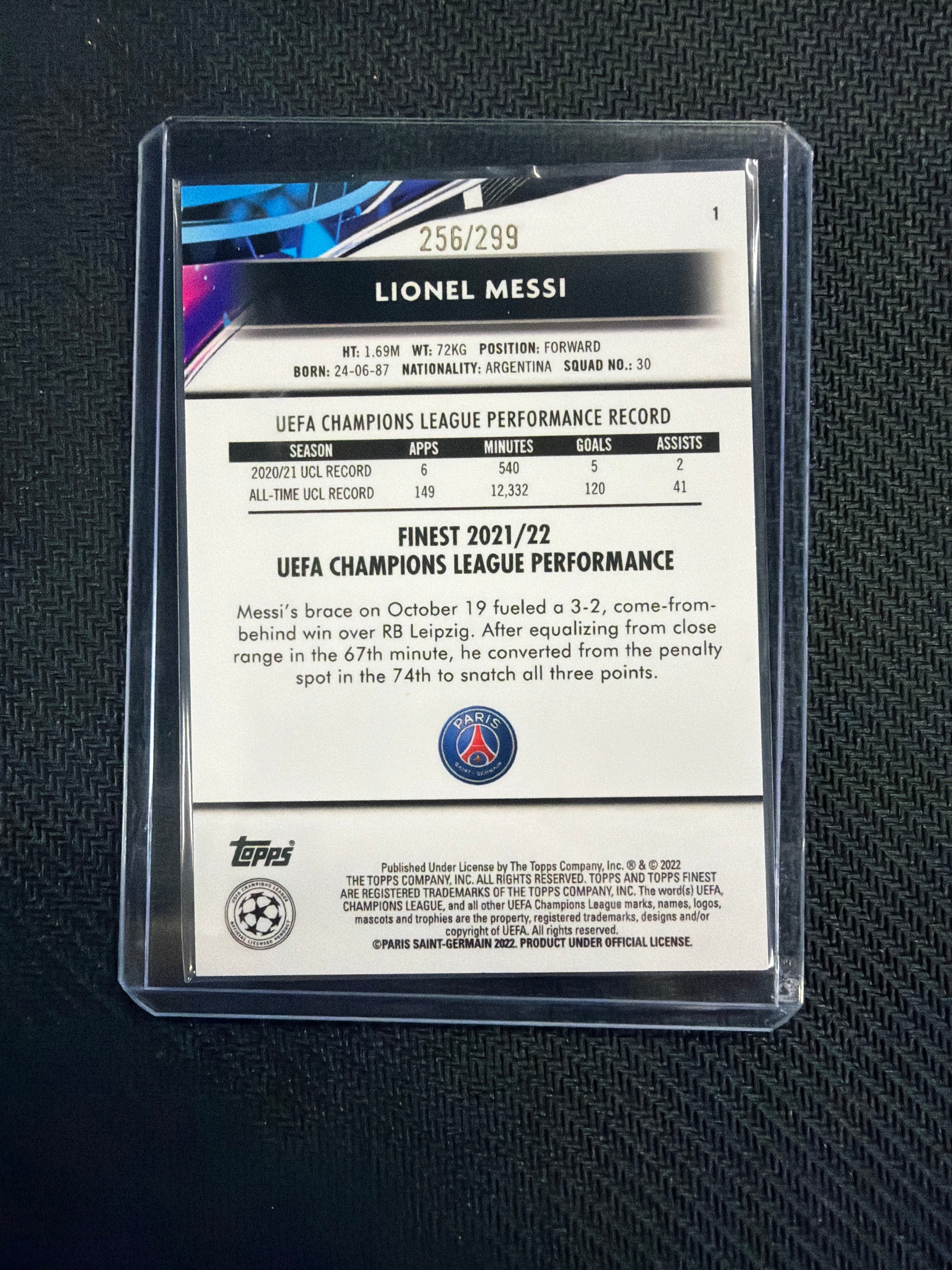 2022 Topps Chrome UEFA Lionel Messi Purple /299