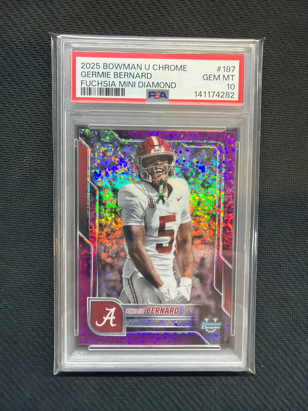 2025 Bowman U Chrome Germie Bernard Fuchsia Mini /225 PSA 10 Alabama 282