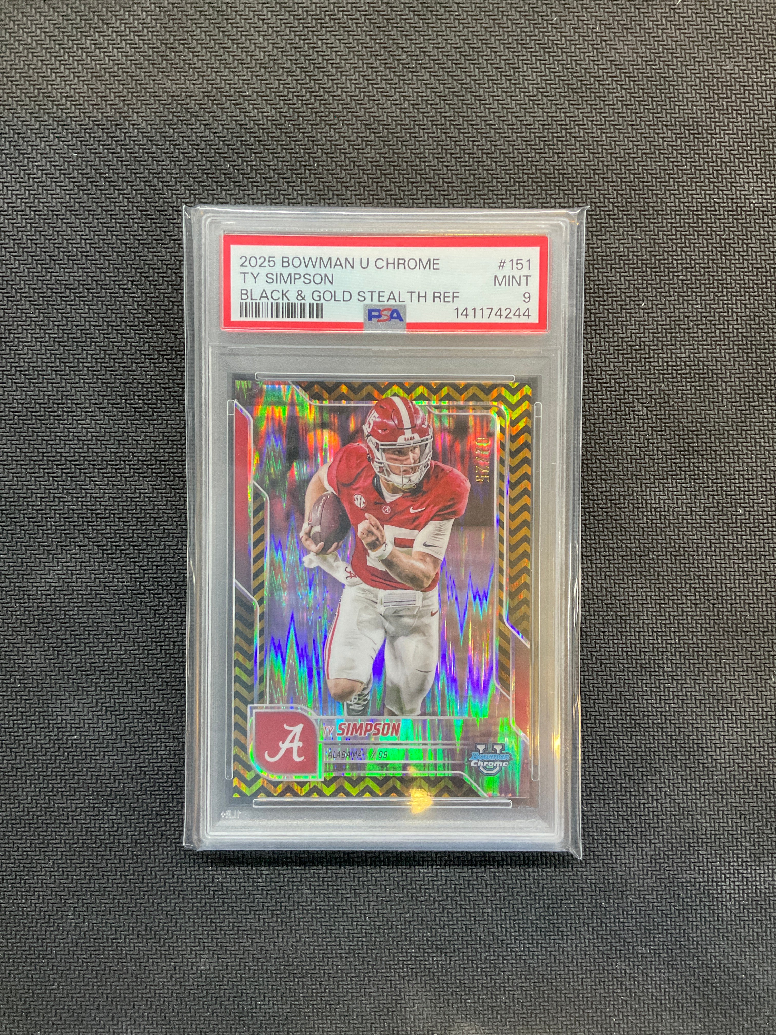 2025 Bowman U Chrome Ty Simpson Black & Gold /25 PSA 9 Alabama