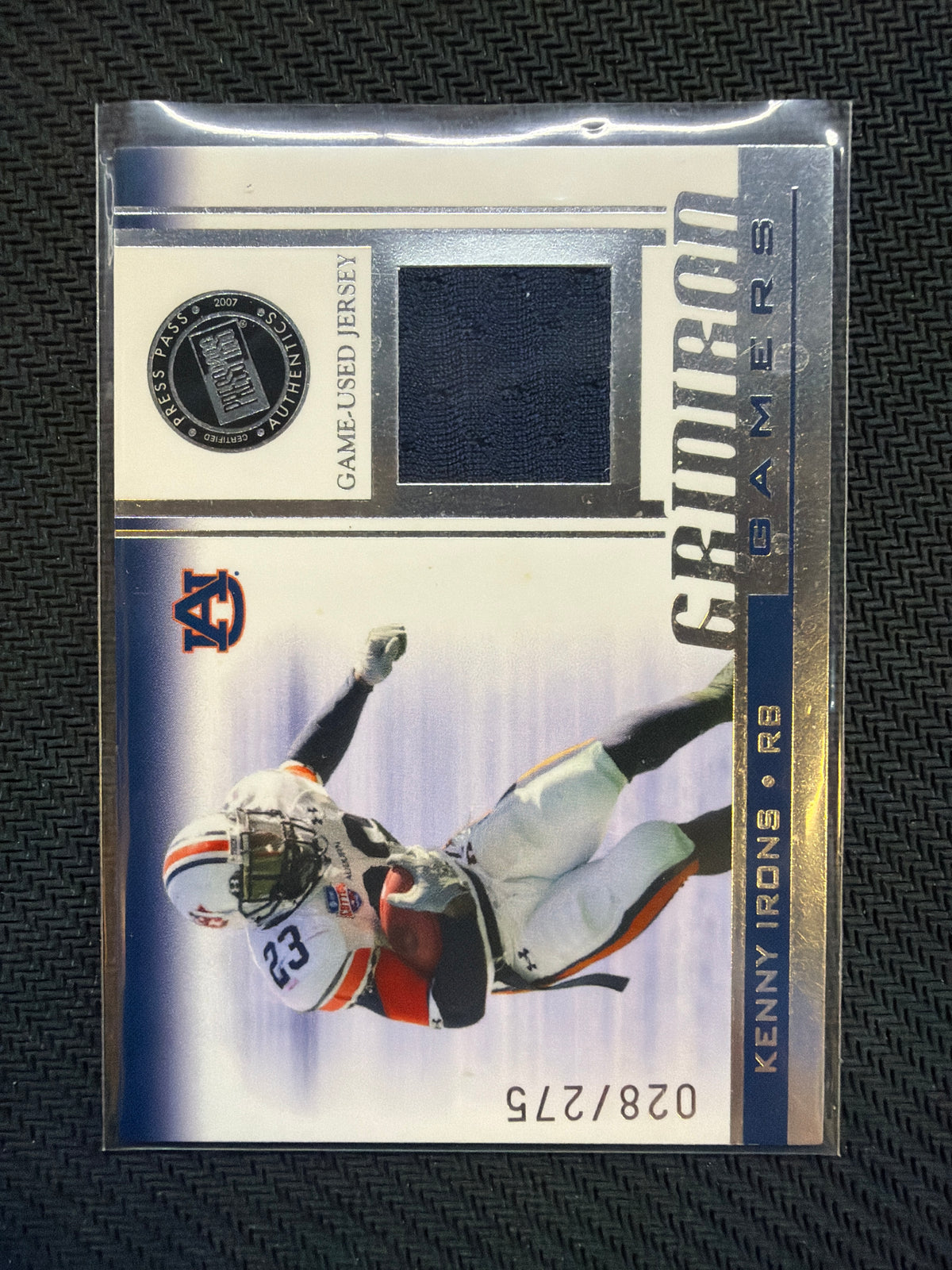 2007 Press Pass Kenny Irons Rookie Patch /275 Auburn