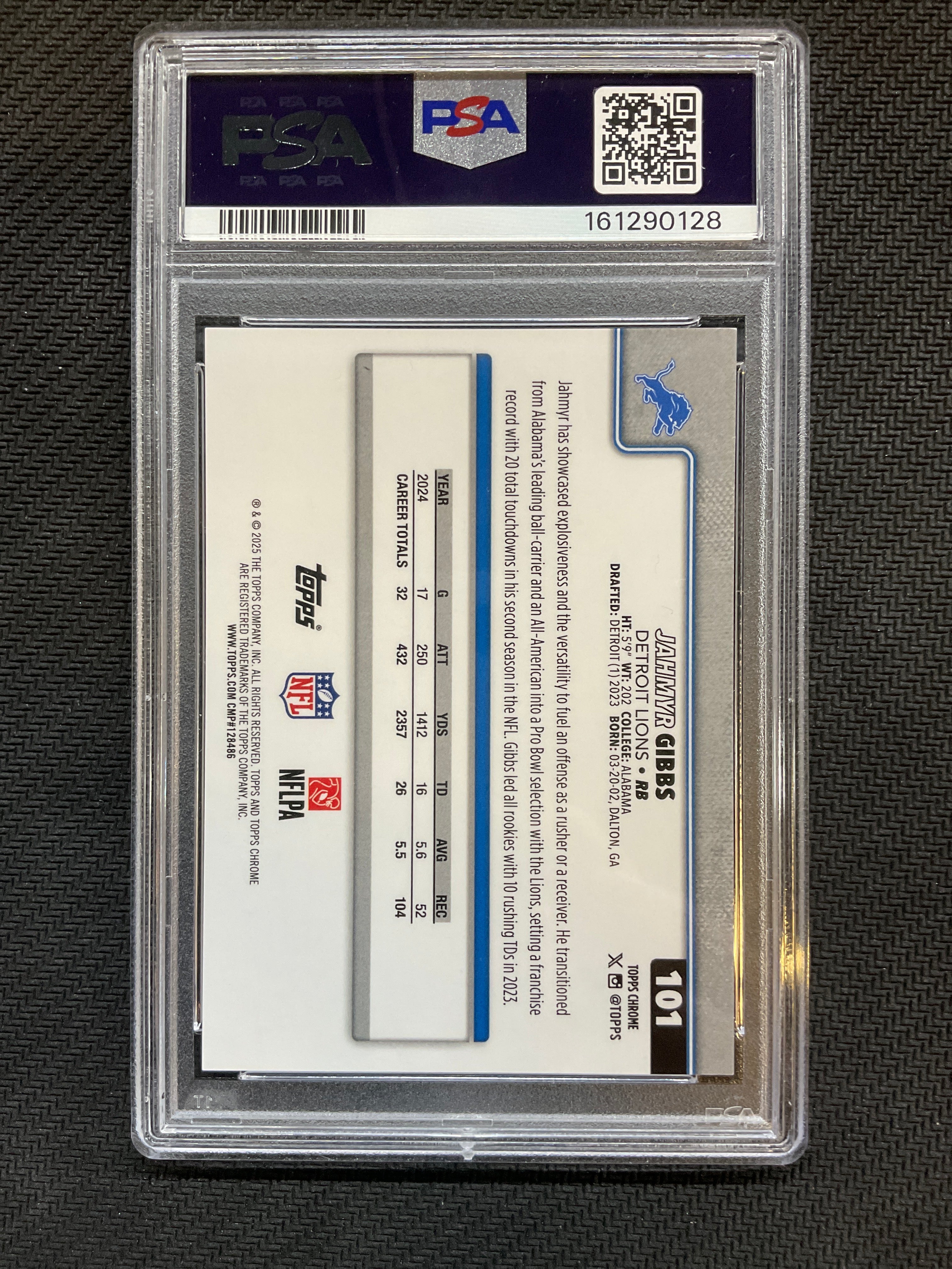 2025 Topps Chrome Jahmyr Gibbs #101 Black Geometric /10 PSA 9 Lions