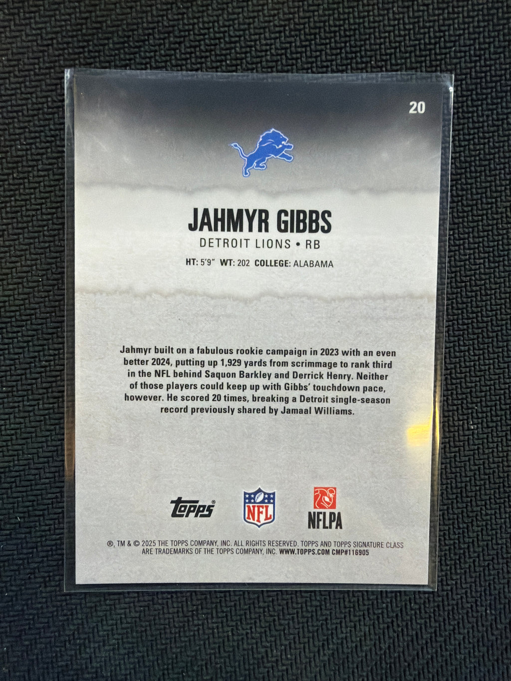 2025 Topps Signature Class Jahmyr Gibbs /25 Alabama