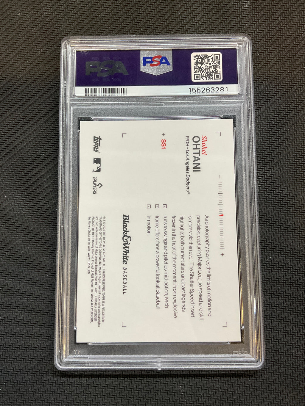 2025 Topps Black & White Shohei Ohtani Shutter Speed PSA 10 Dodgers