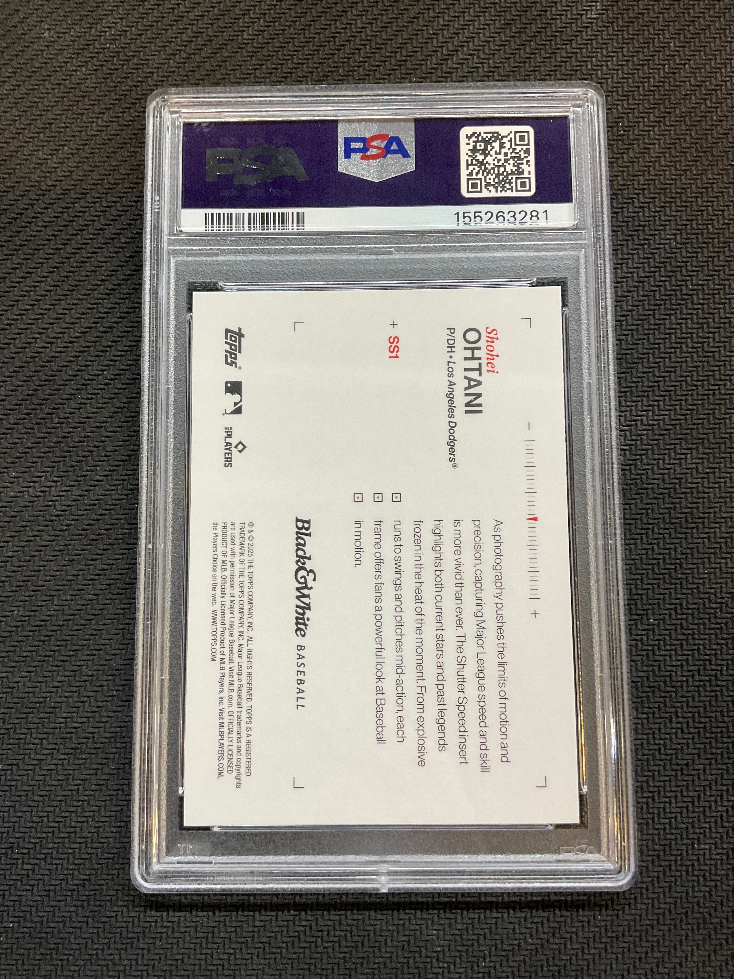 2025 Topps Black & White Shohei Ohtani Shutter Speed PSA 10 Dodgers