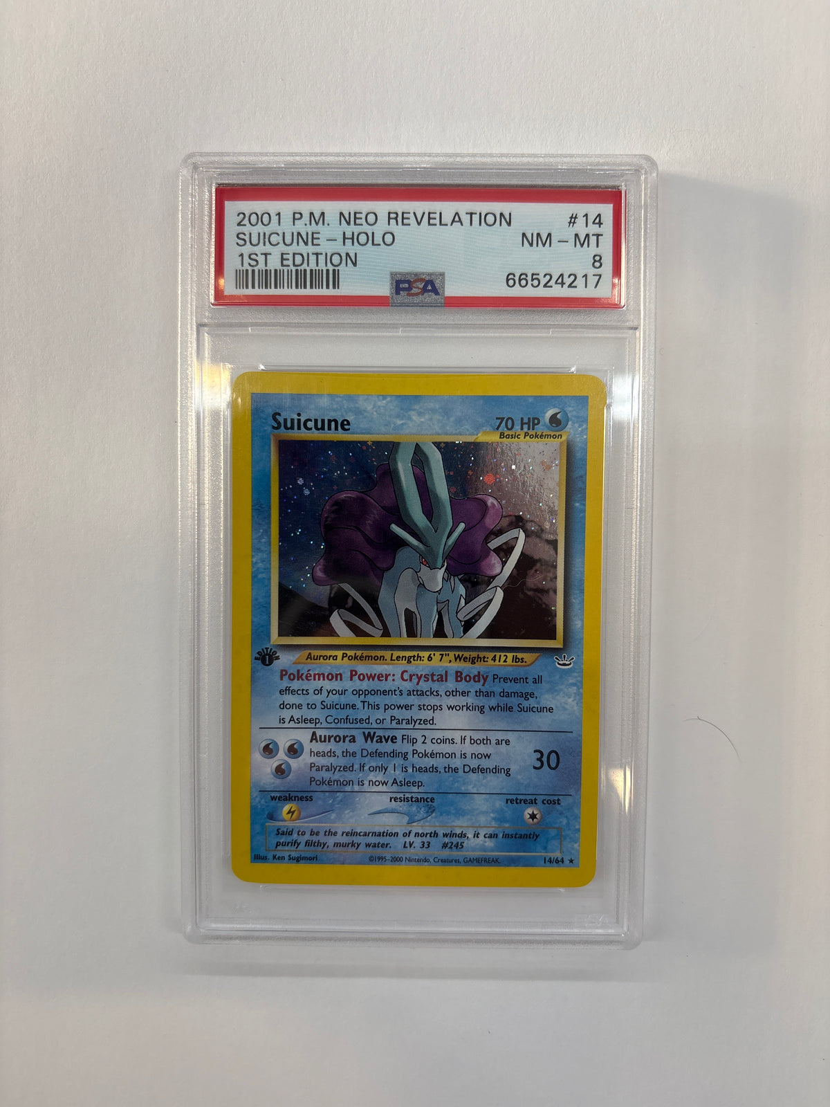 2001 Pokemon Neo Revelation Suicune 14 Holo 1st Edition PSA 8