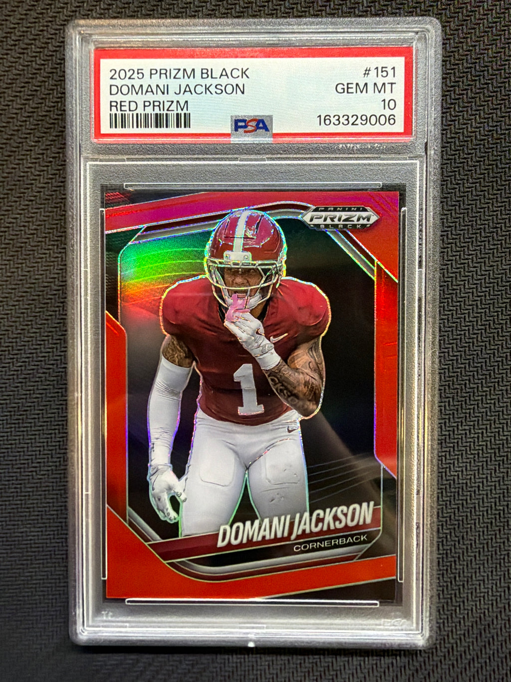 2025 Prizm Black Domani Jackson Red Prizm /299 #151 PSA 10 Alabama