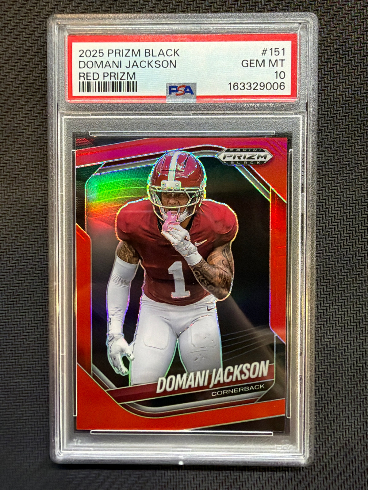 2025 Prizm Black Domani Jackson Red Prizm /299 #151 PSA 10 Alabama