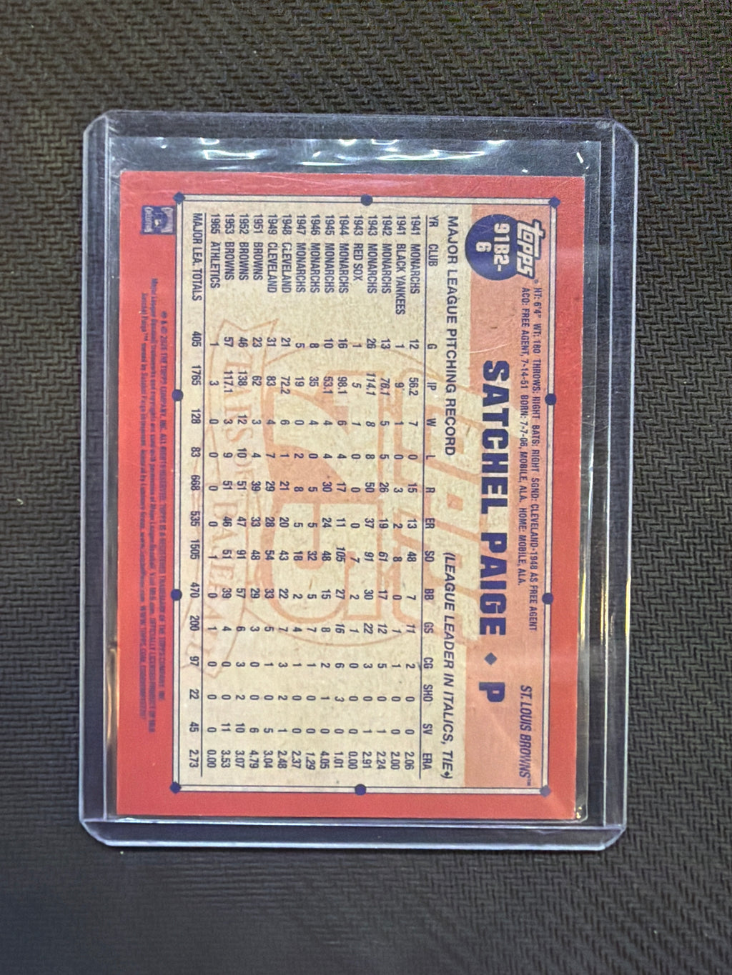 2026 Topps 1991 Retro Satchel Paige All Star Game Orange /25 Cleveland