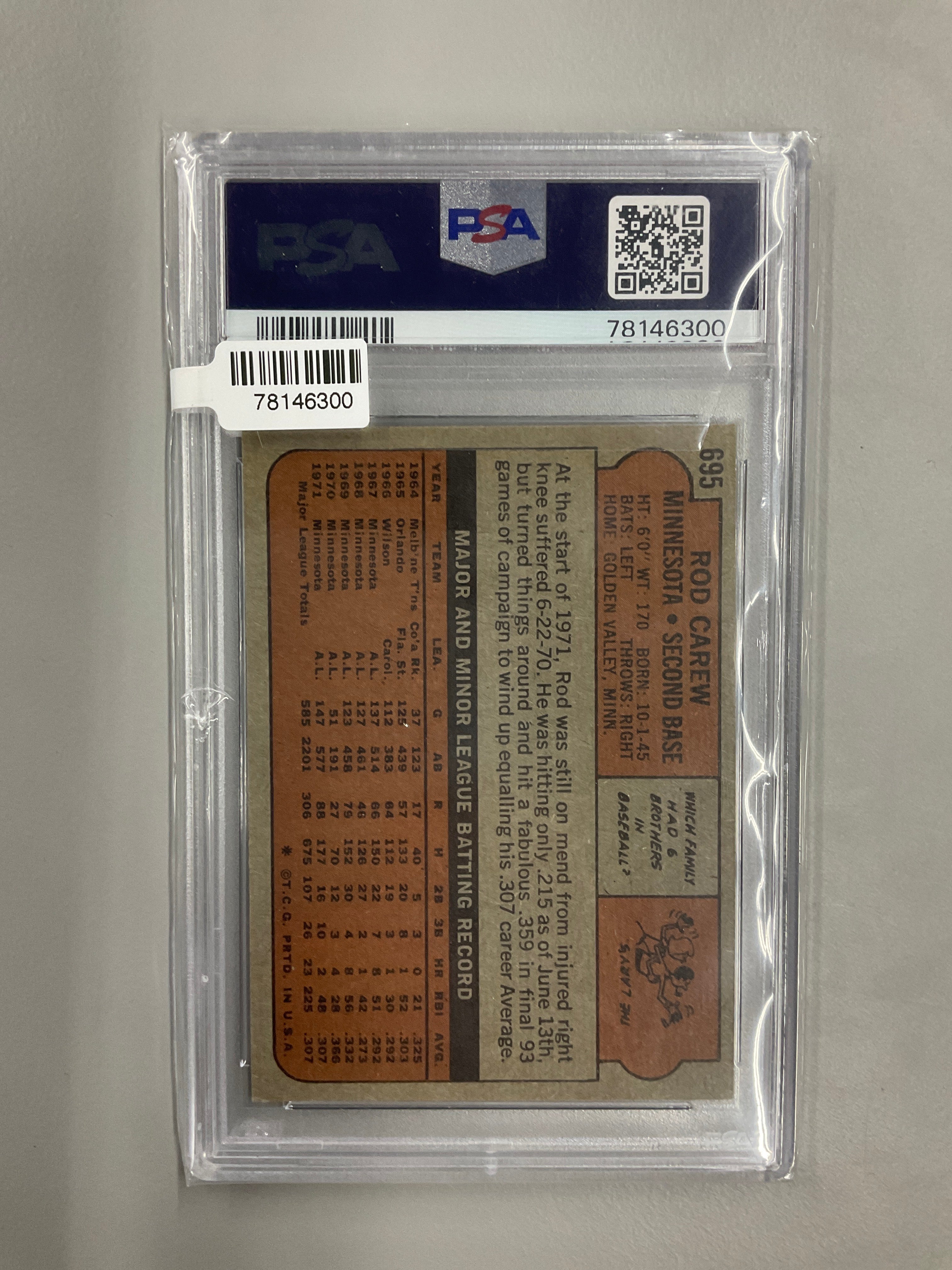 1972 Topps Rod Carew #695 PSA 5