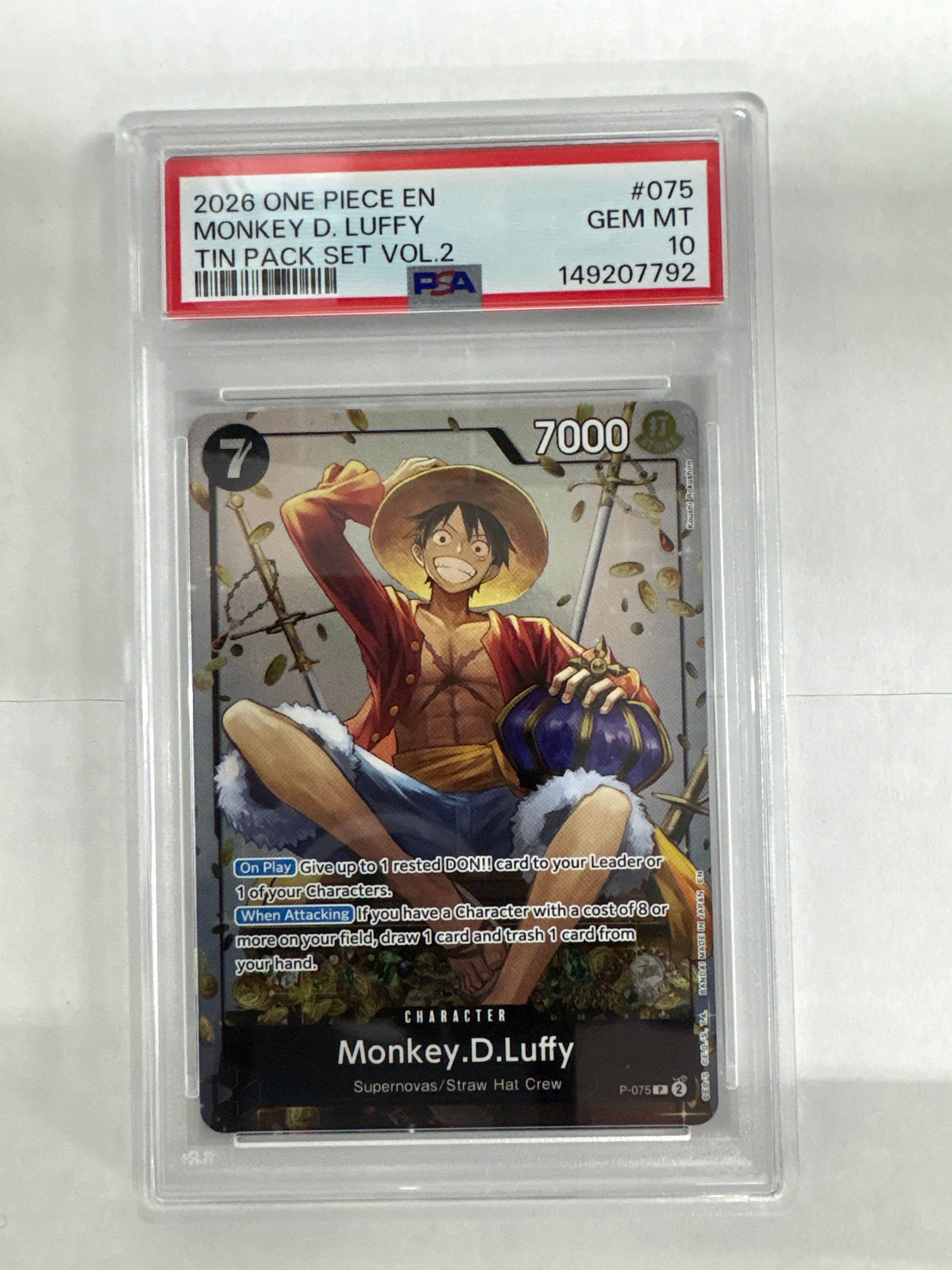 2026 One Piece Tin Pack Set Volume 2 Monkey D Luffy 075 PSA 10 792