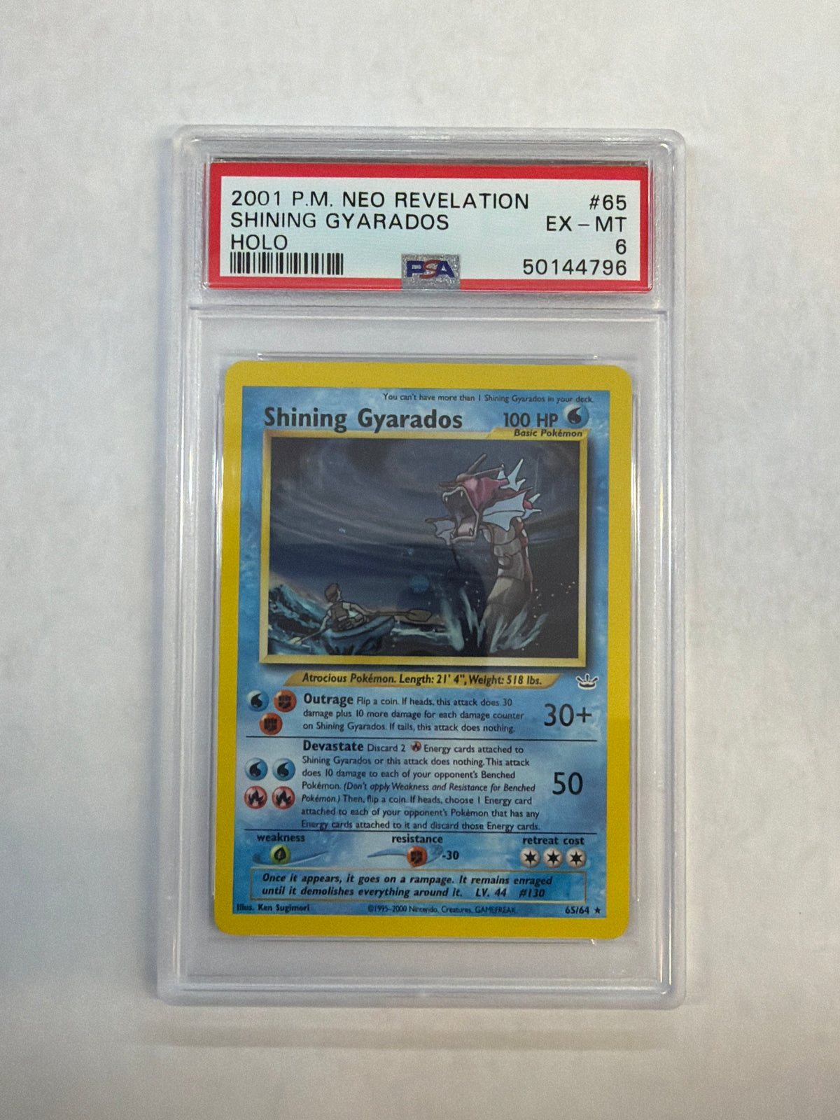 2001 Pokemon Neo Revelation Shining Gyarados Holo 65 PSA 6