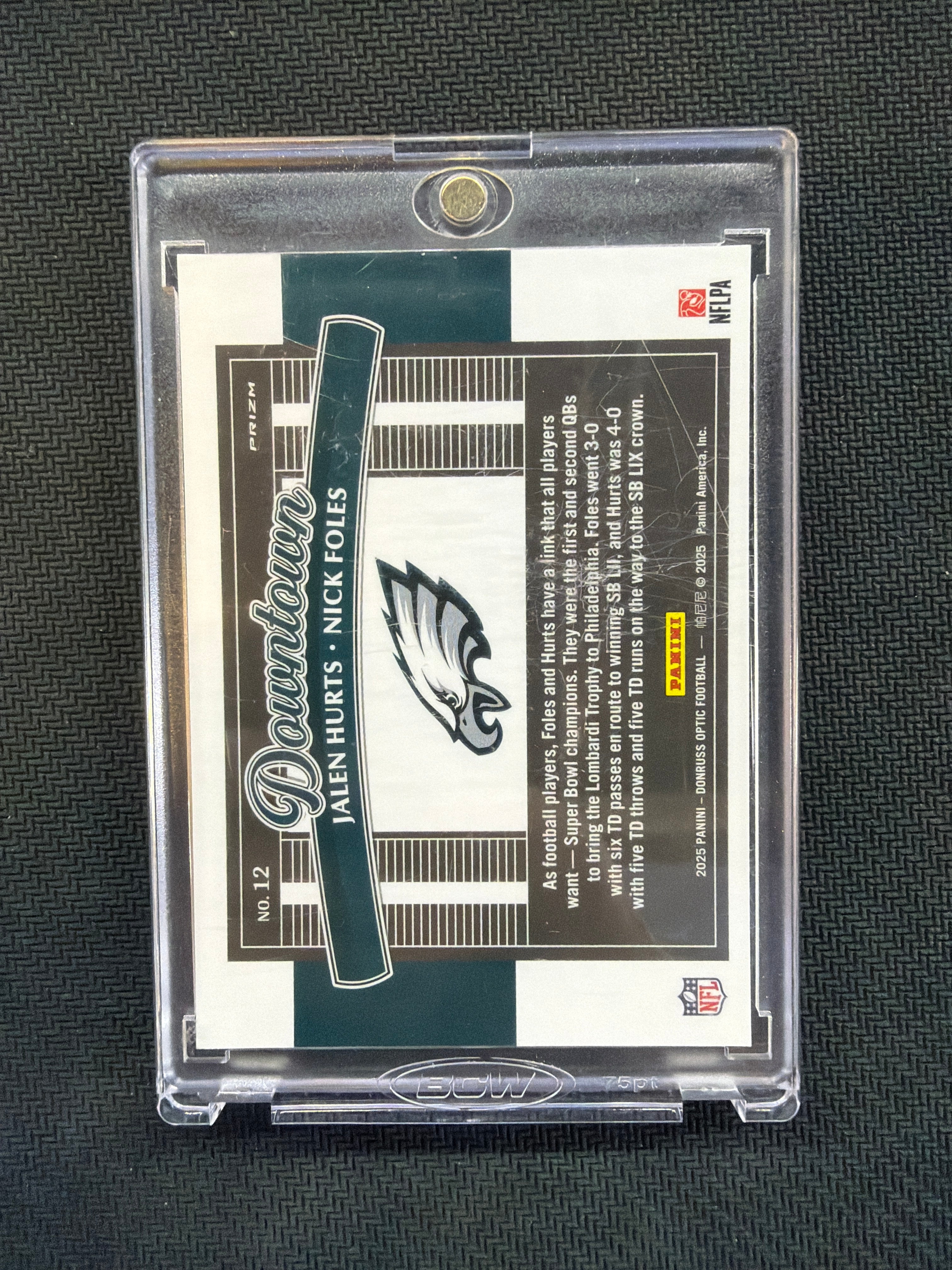 2025 Panini Donruss Optic Jalen Hurts Nick Foles Dual Downtown Eagles