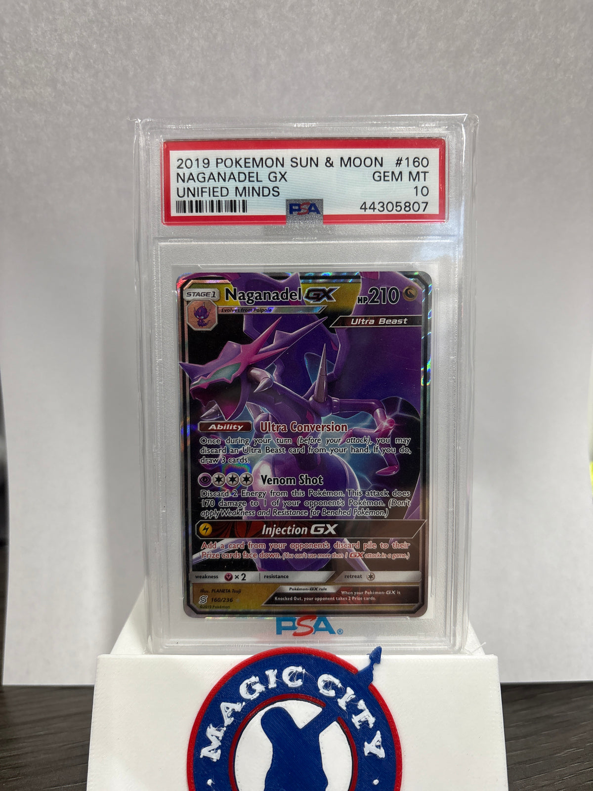2019 Pokemon Unified Minds Naganadel GX 160 PSA 10