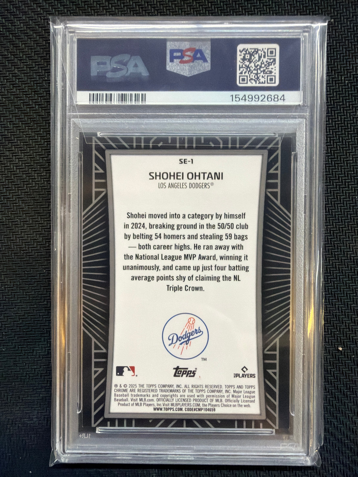 2025 Topps Chrome Shohei Ohtani Shadow Etch #SE1 PSA 9 Dodgers