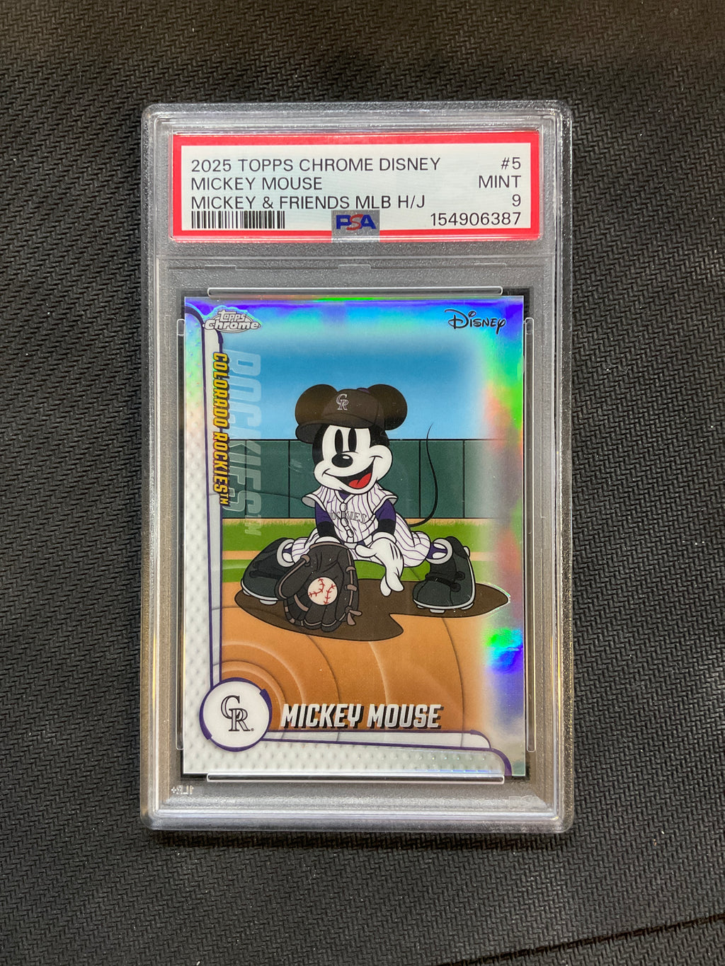 2025 Topps Chrome Disney Mickey Mouse MLB Rockies PSA 9