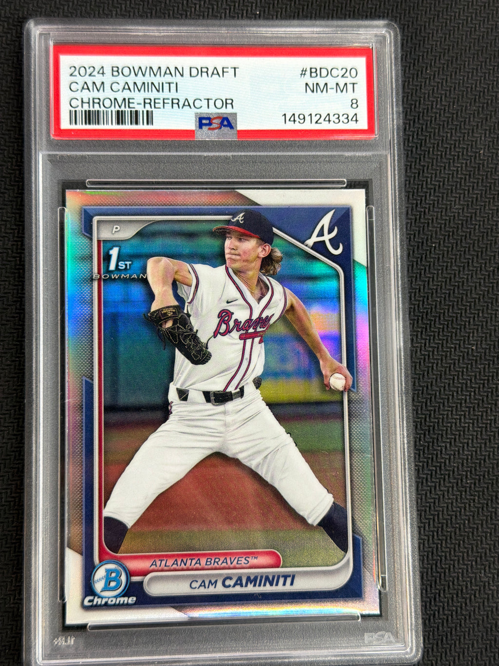2024 Bowman Chrome Cam Caminiti 1st Refractor PSA 8 Braves